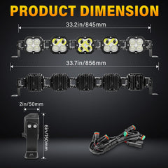 AUXTINGS 33-inch LED light bar side profile showing mounting surface and slim design
