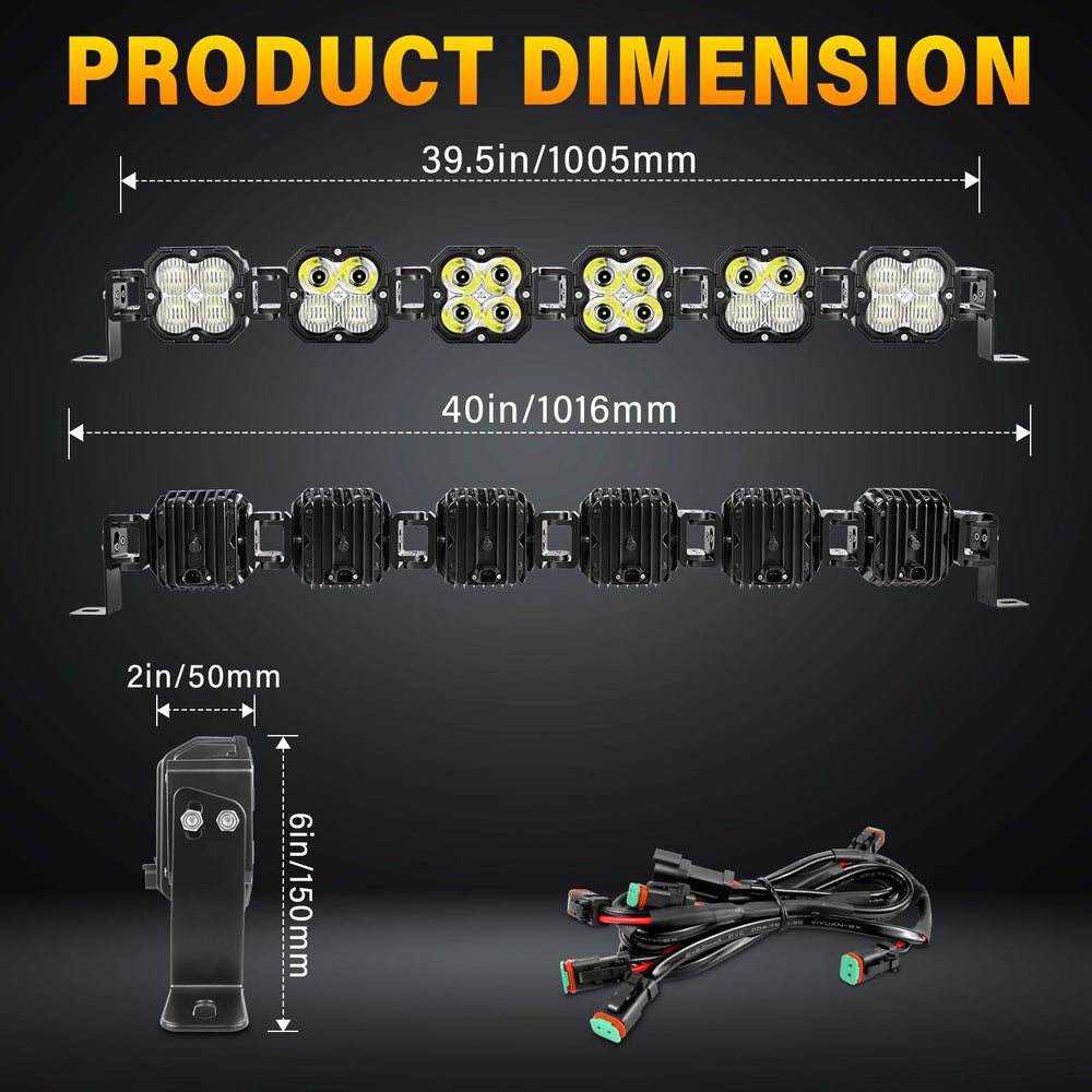 AuxTINGS 40-inch LED light bar side view highlighting rugged build