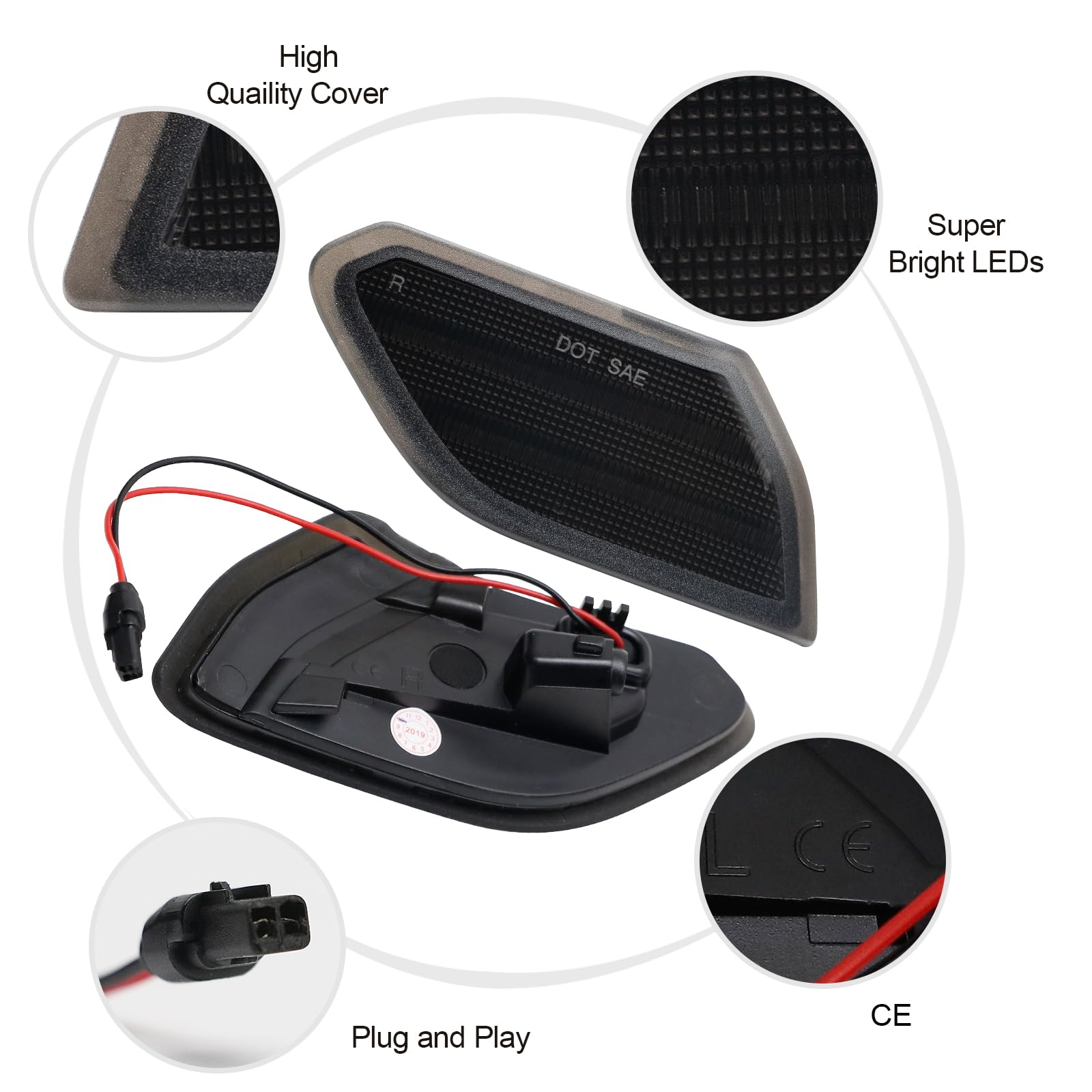 AUYICH durable OEM-fitment replacement front marker lights for Wrangler JL and Gladiator JT.