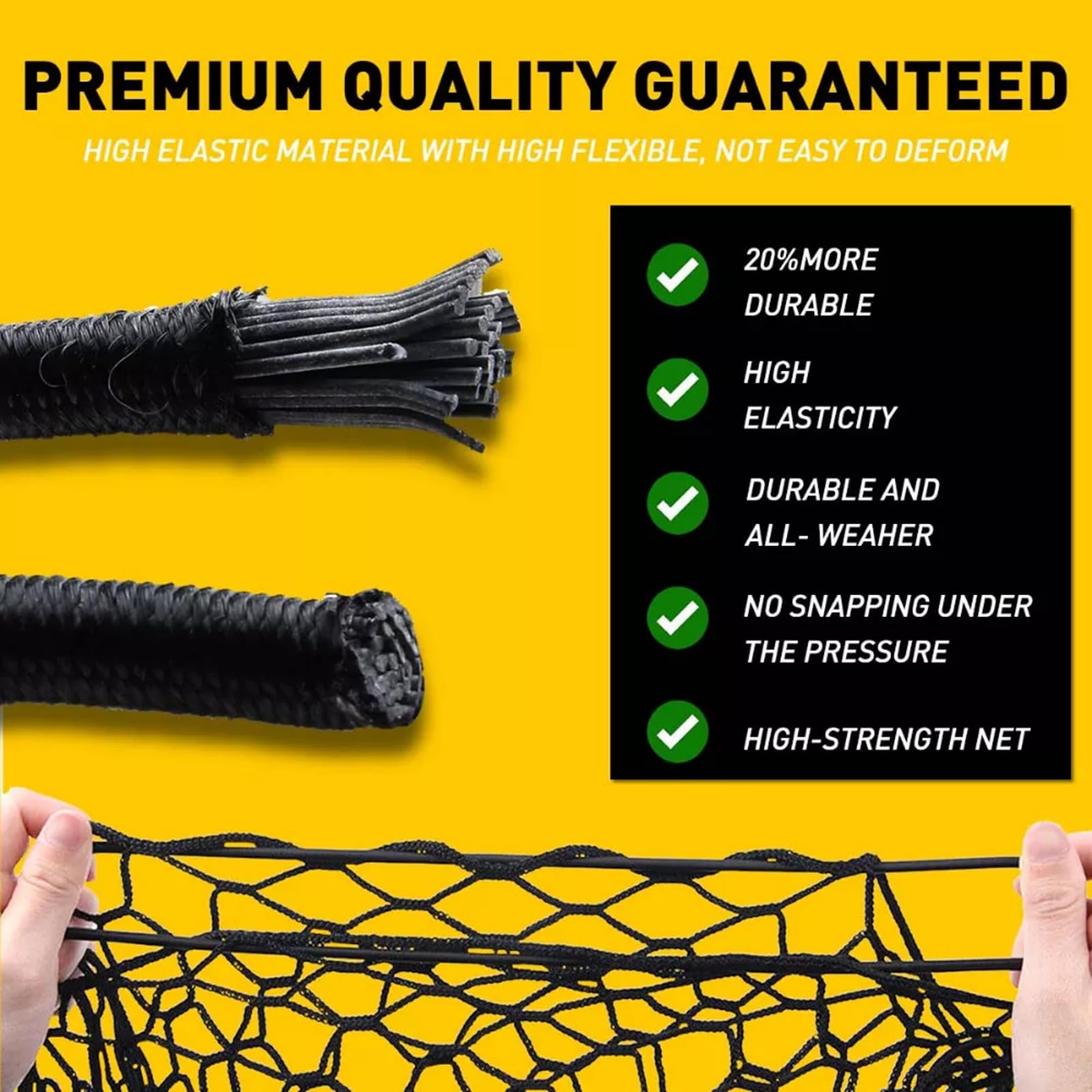 AuyNeas cargo net uses durable material for long life and easy washing.