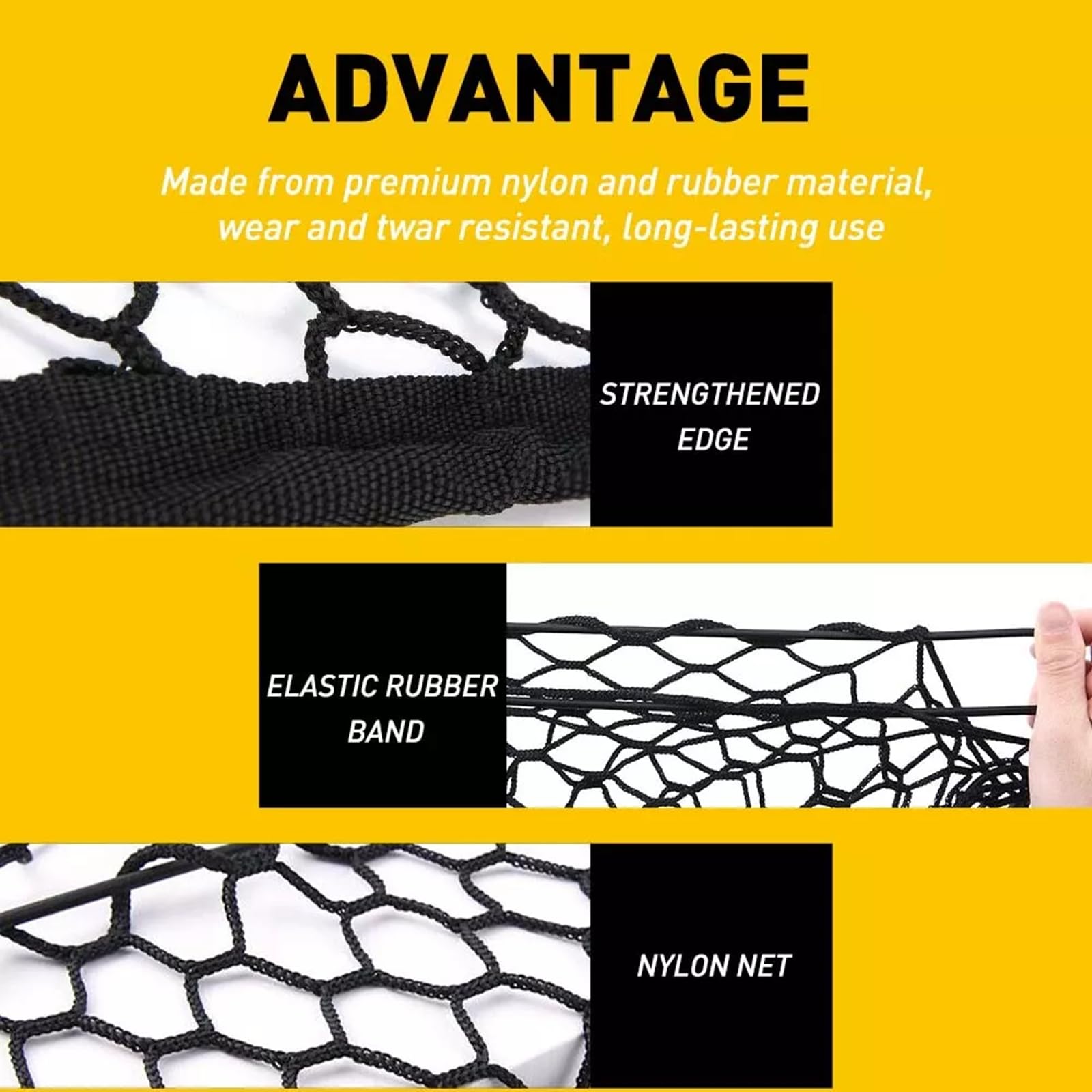 AuyNeas cargo net packaging shows compact storage bag and setup convenience.