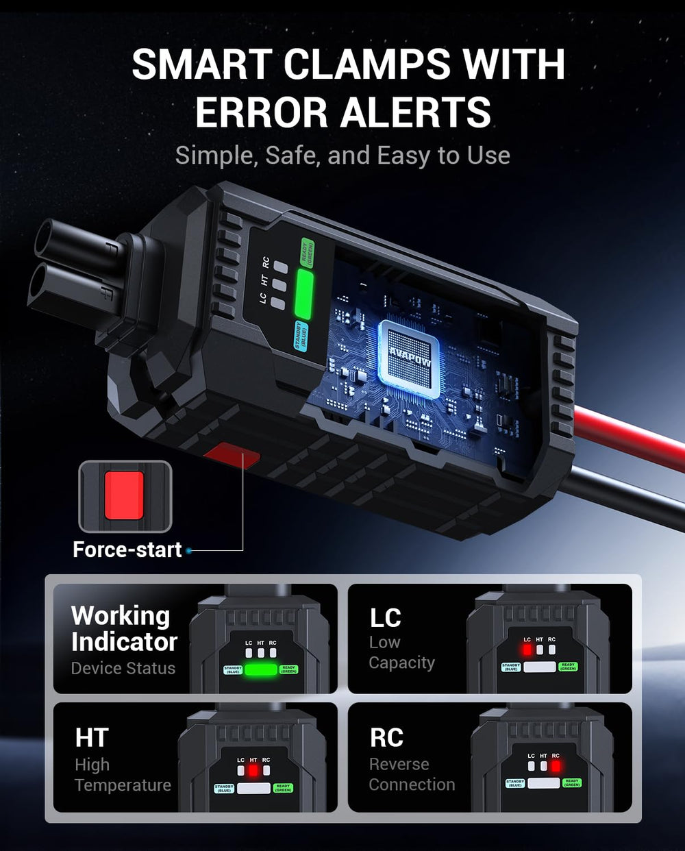 AVAPOW A68 LED light mode for night visibility.