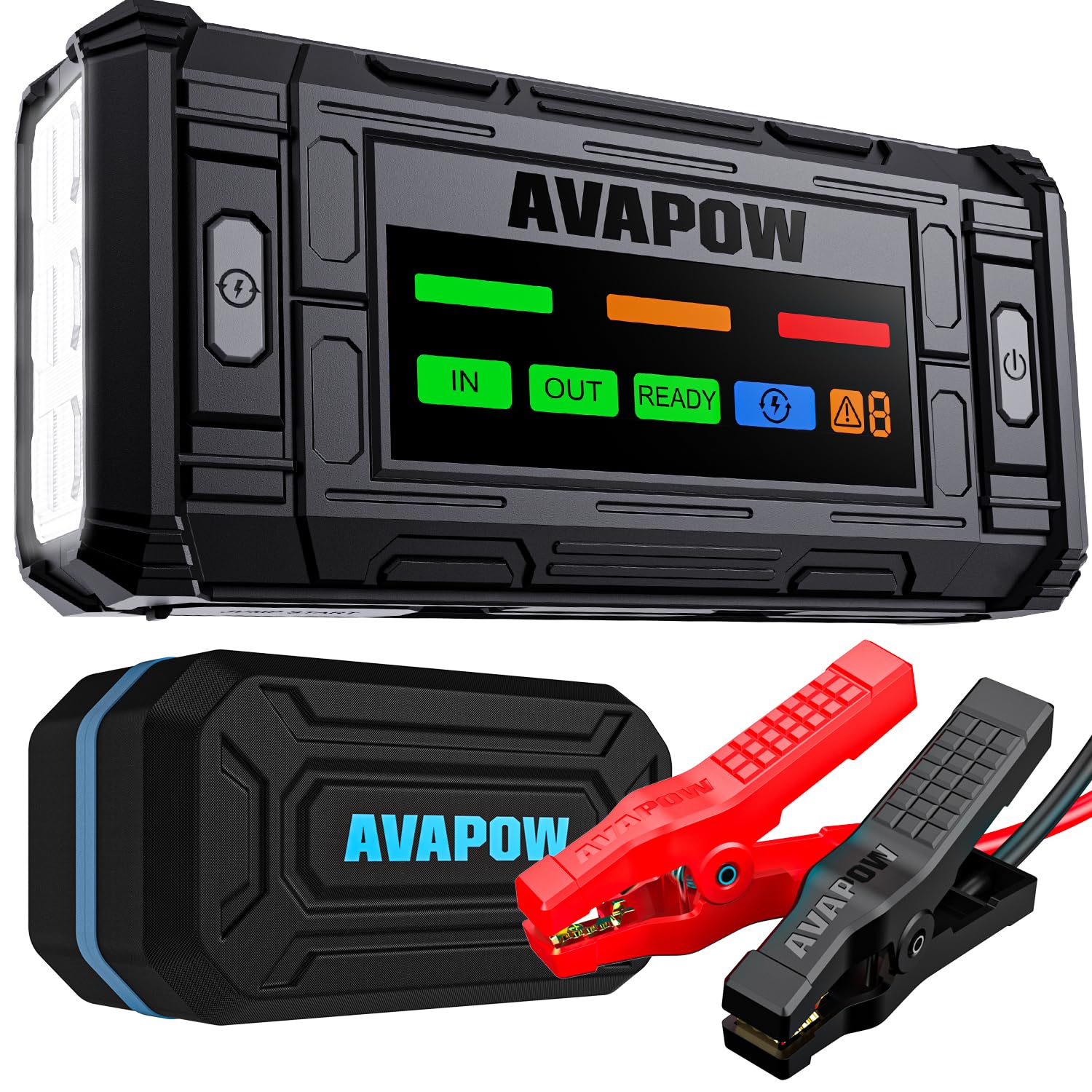 AVAPOW TJ18 front view, compact power for fast engine starts.