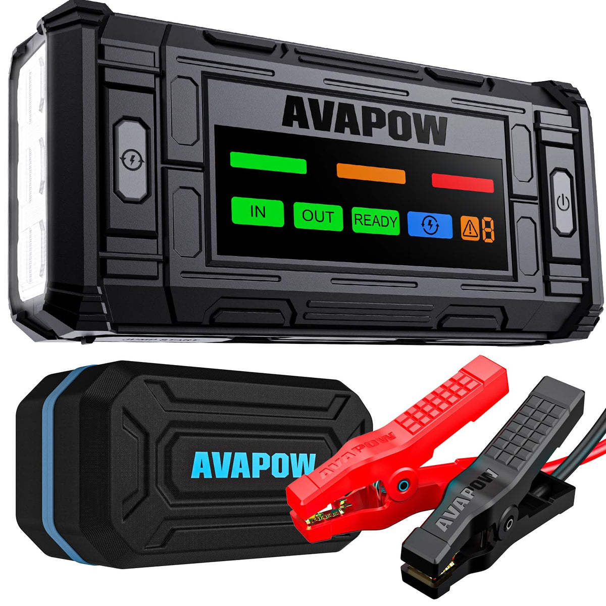AVAPOW TJ18 front view, compact power for fast engine starts.