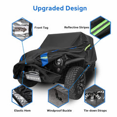Avecrew reflective safety strips on Wrangler cover enhance nighttime visibility.