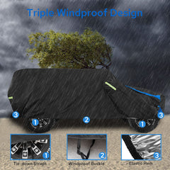 Avecrew windproof straps keep Wrangler cover secure on windy days.