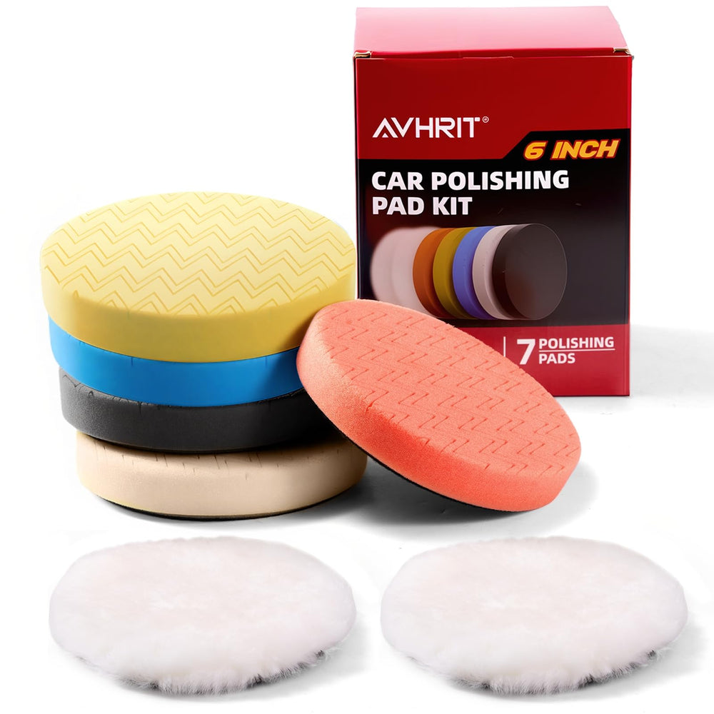 Avhrit 7-piece detailing pad set front view showing the full kit for versatile polishing tasks