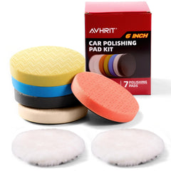 Avhrit 7-piece detailing pad set front view showing the full kit for versatile polishing tasks