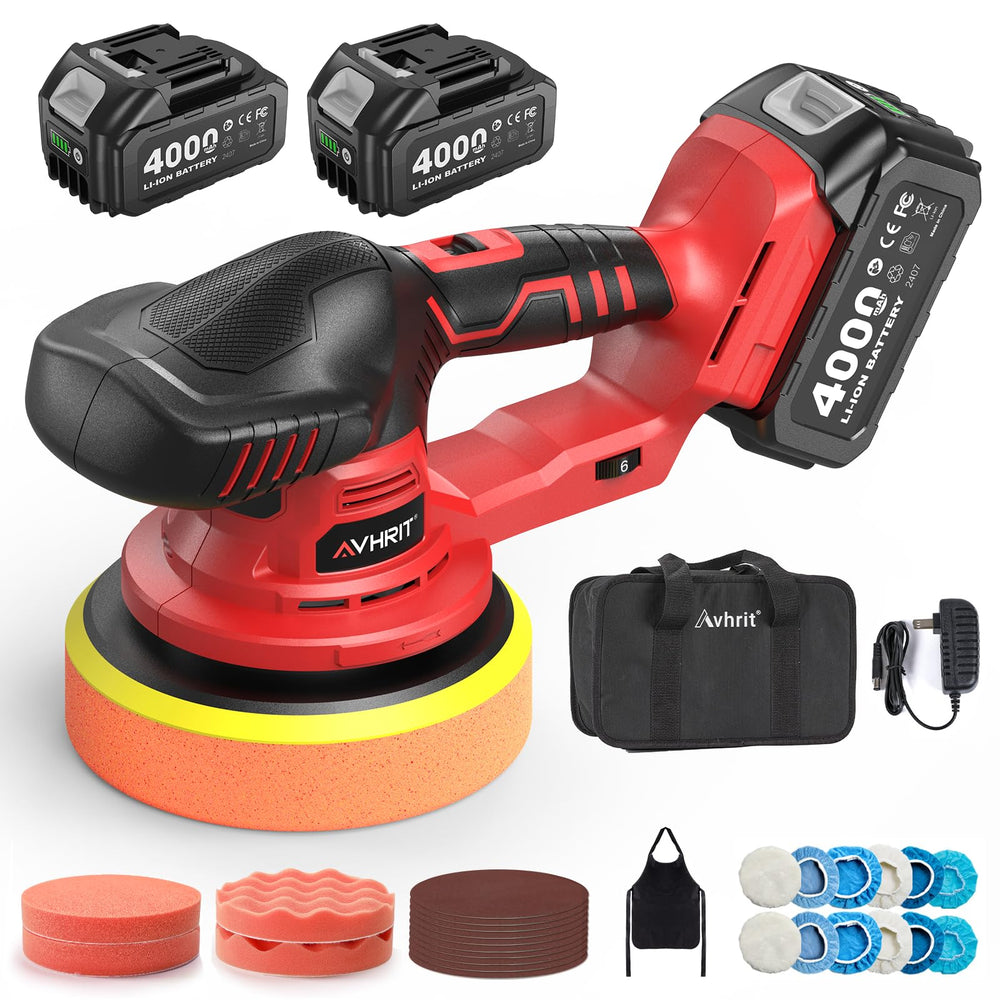 Avhrit cordless buffer polisher with 6inch backing plate for swirl-free car polishing.