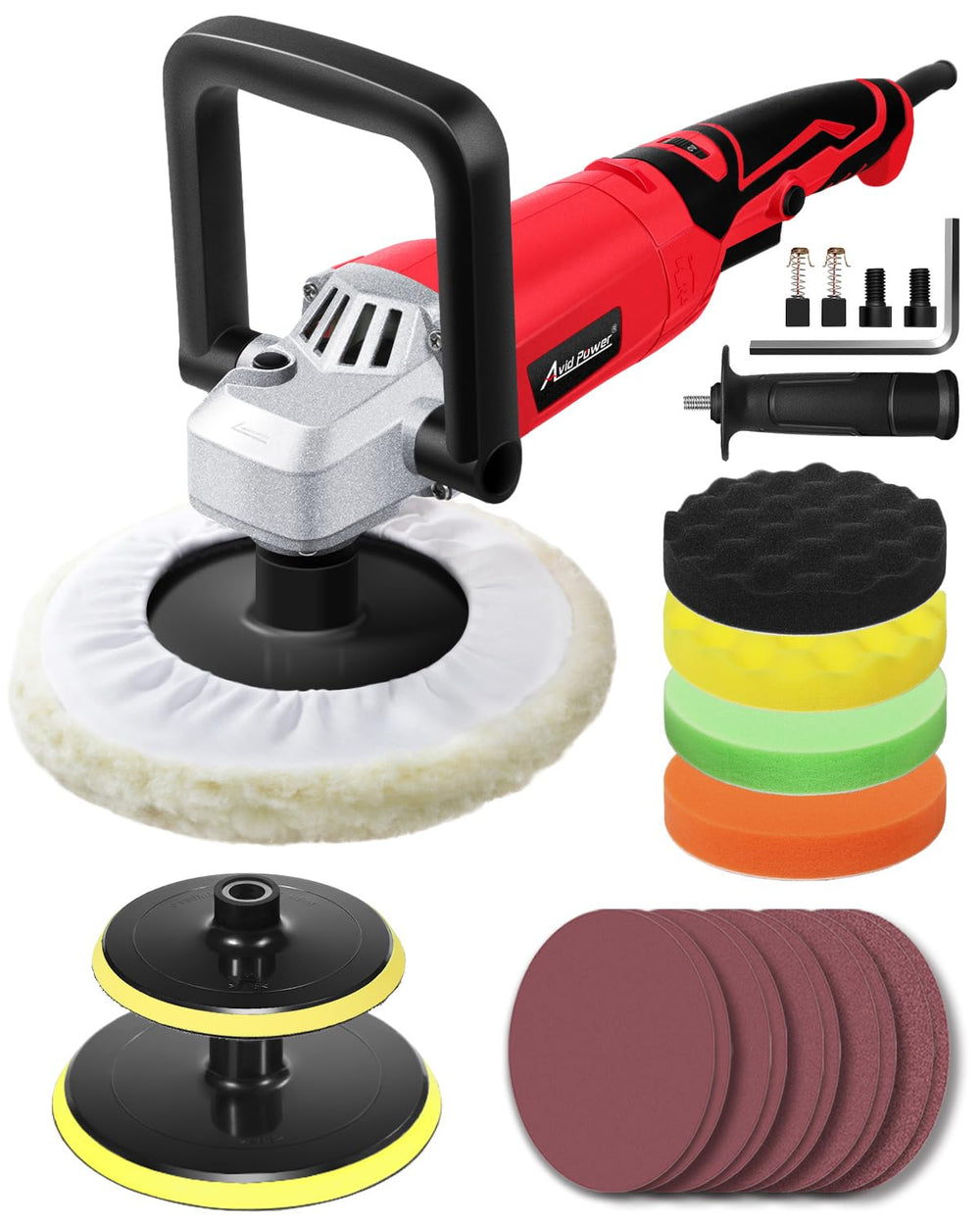 AVID POWER car buffer rotary polisher for smooth paint finishing on vehicles.