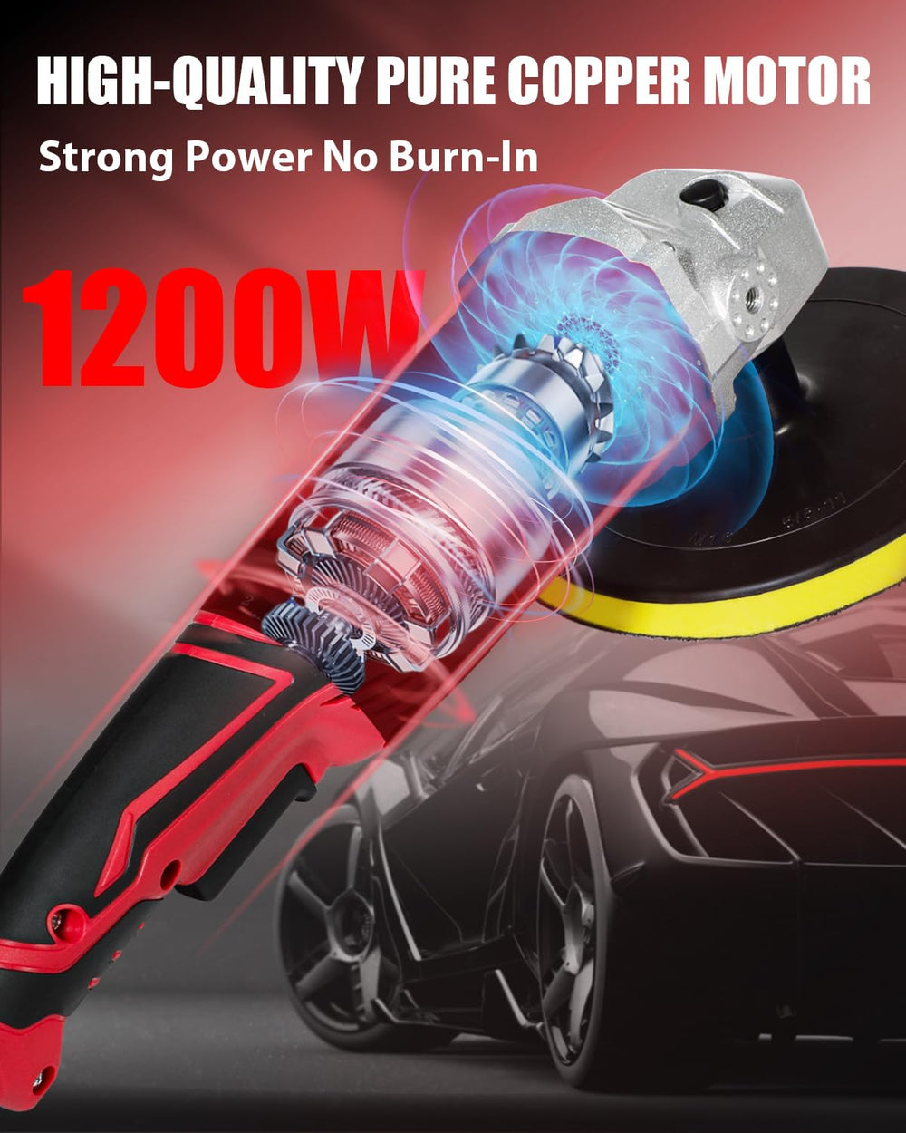 AVID POWER variable speed control dial enabling precise polish and wax applications.