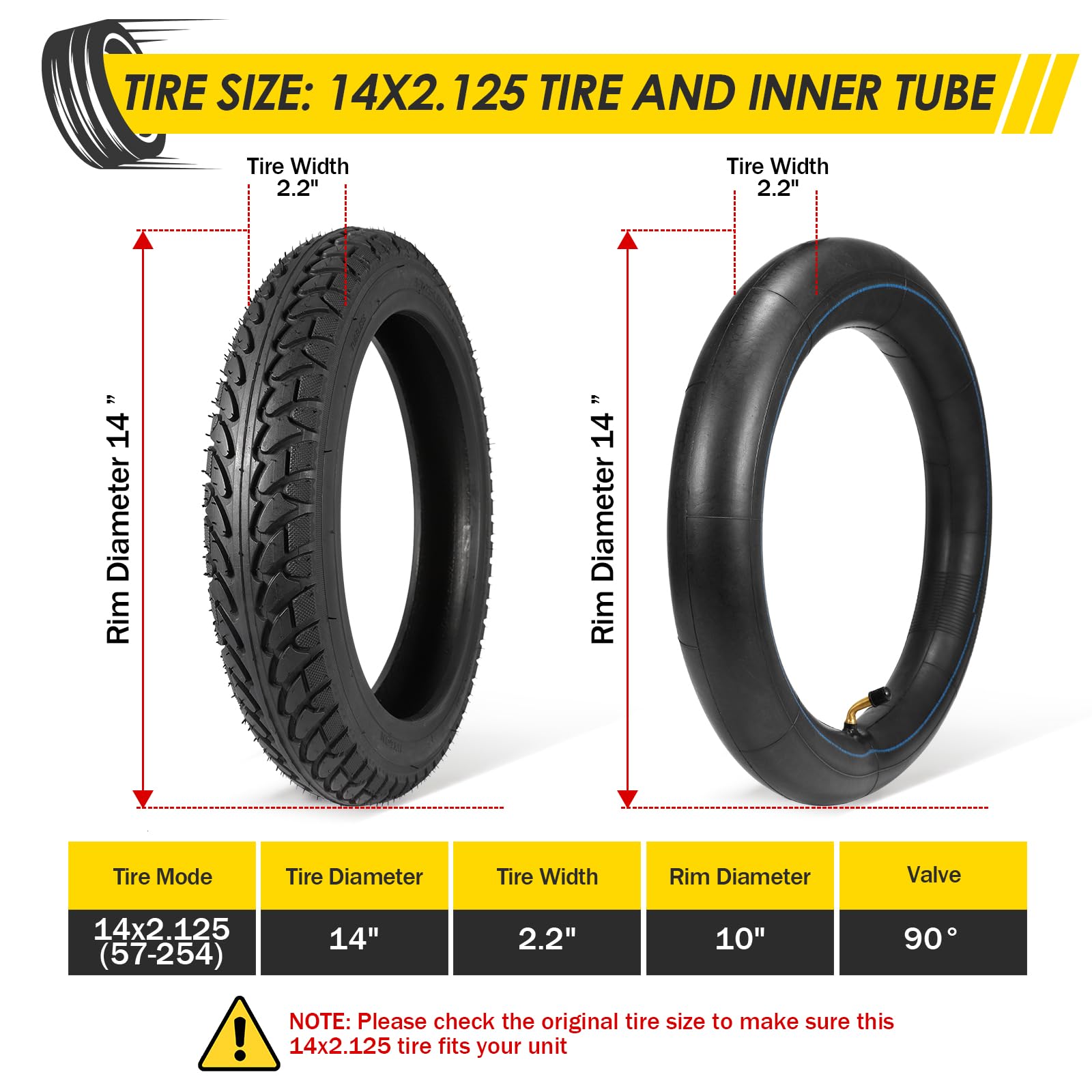 AVOKIN 57-254 tire size clearly indicated for proper fit