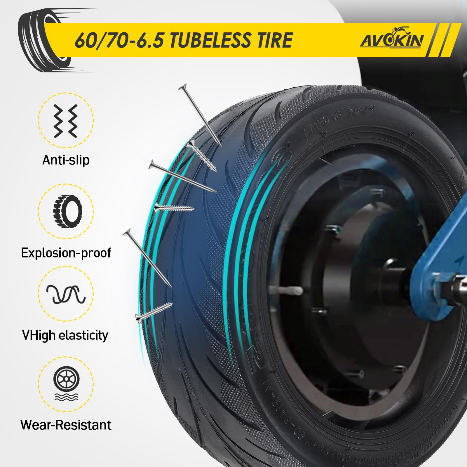 AVOKIN Ninebot MAX G30 compatible tire, ready for easy replacement.