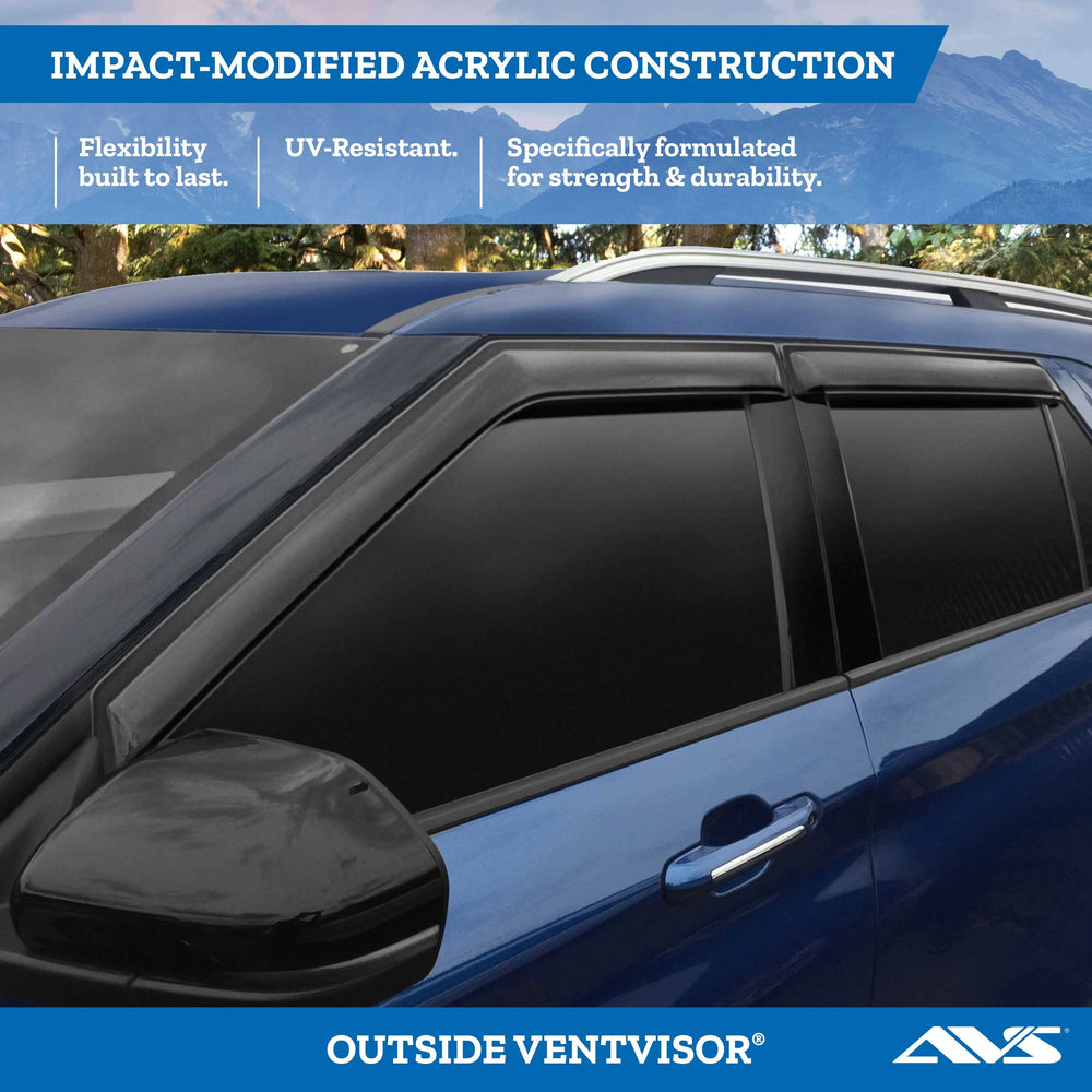 Auto Ventshade ventvisor curved design aligns with Silverado crew cab.