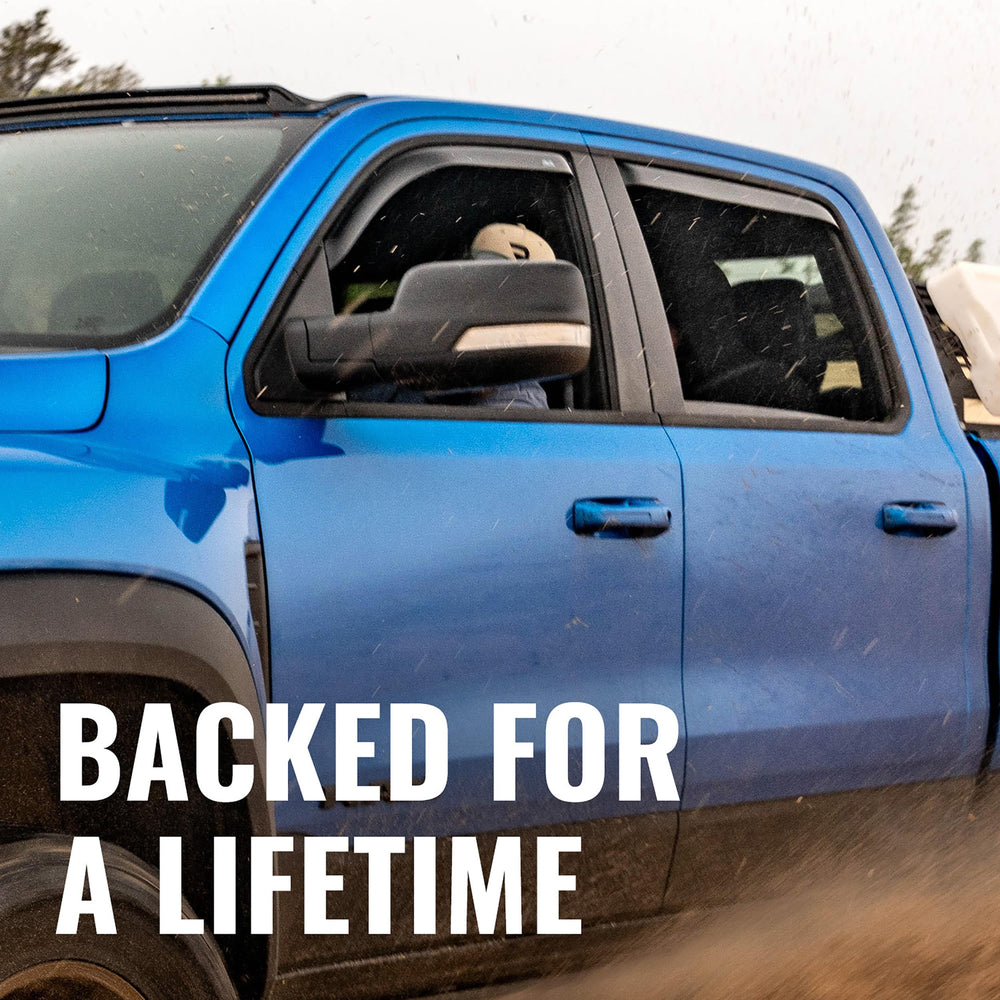 Auto Ventshade smoke rain guards on Ford F-150 offer a low-profile, custom look.