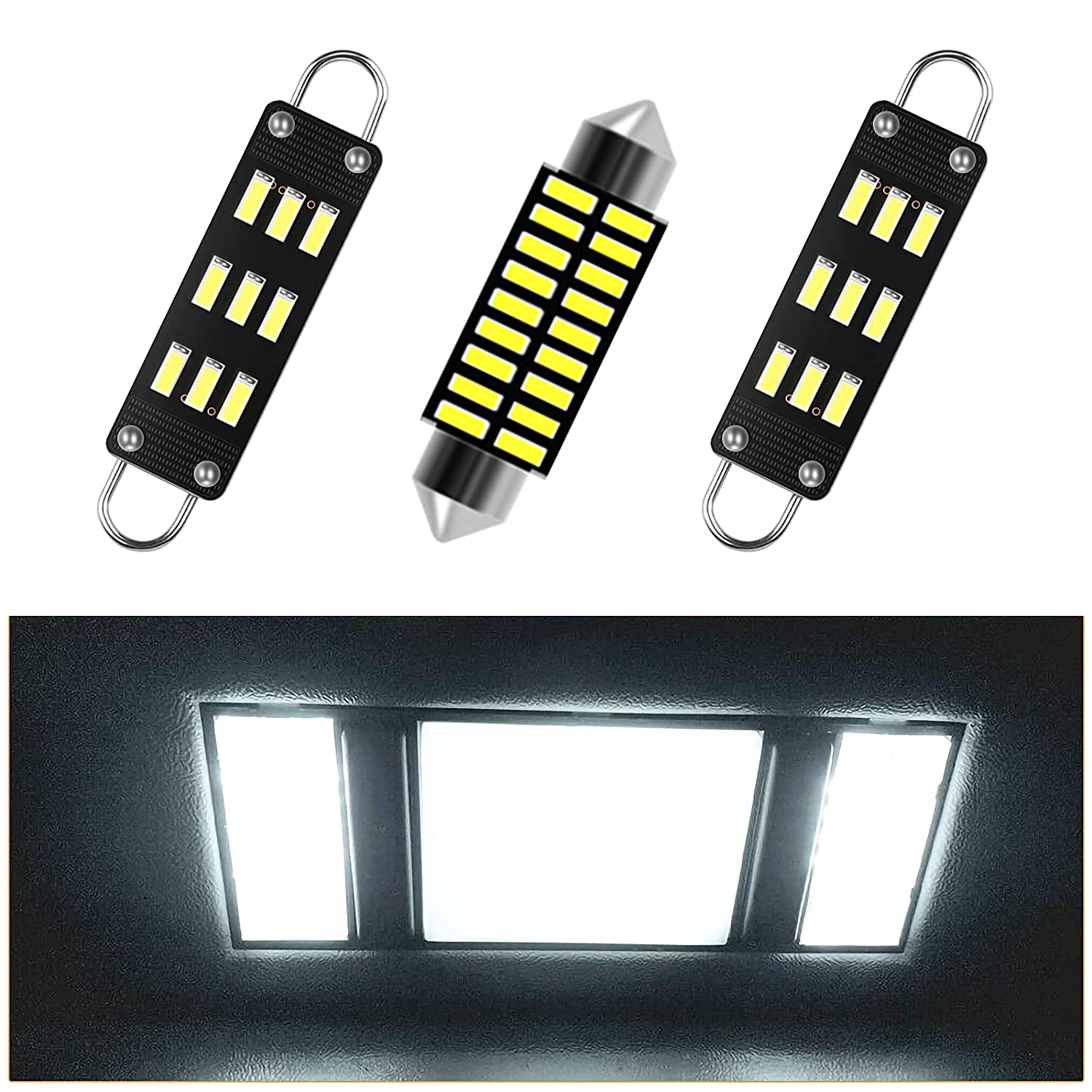 AWALITED 3pc interior LED bulbs for map and dome lights brighten the cabin safely