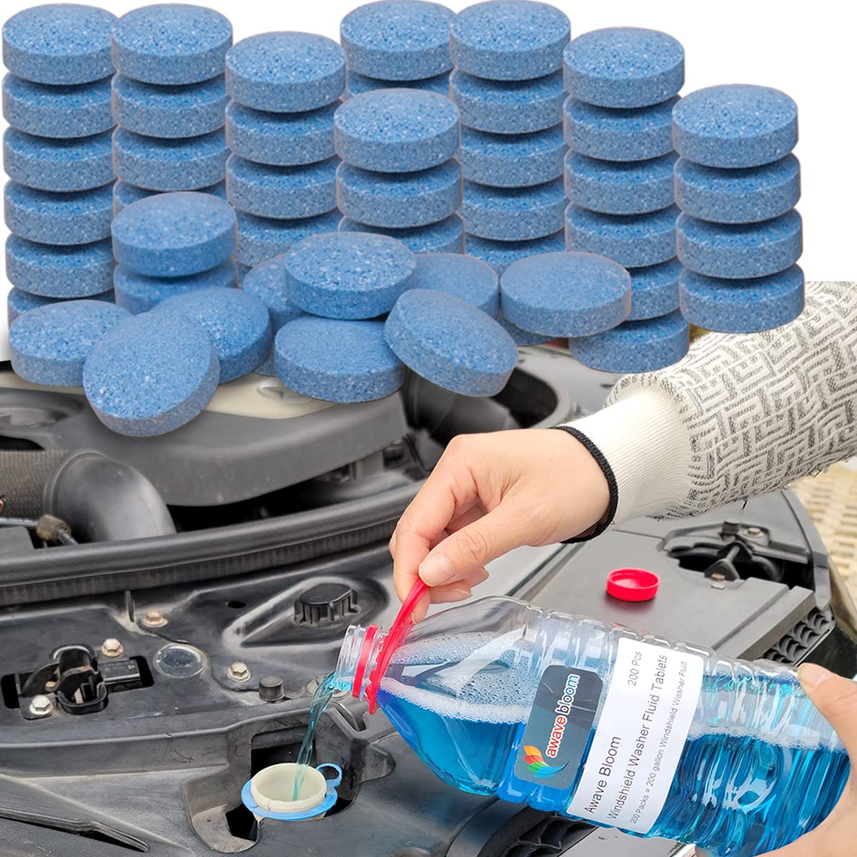 awave bloom windshield tablets 200pcs dissolve in water for clear visibility