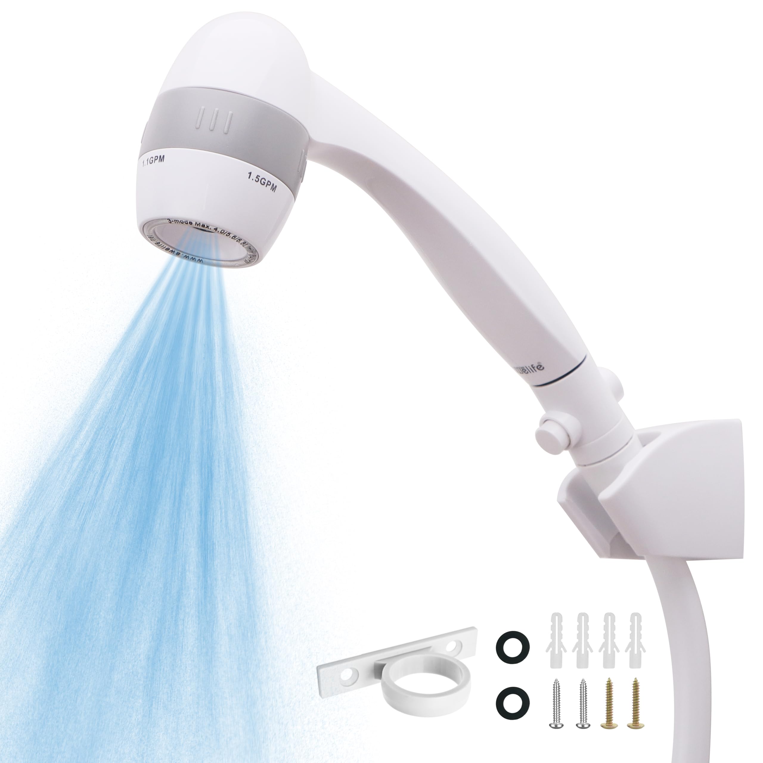 Awelife high-pressure RV shower head for powerful spray in tight spaces.