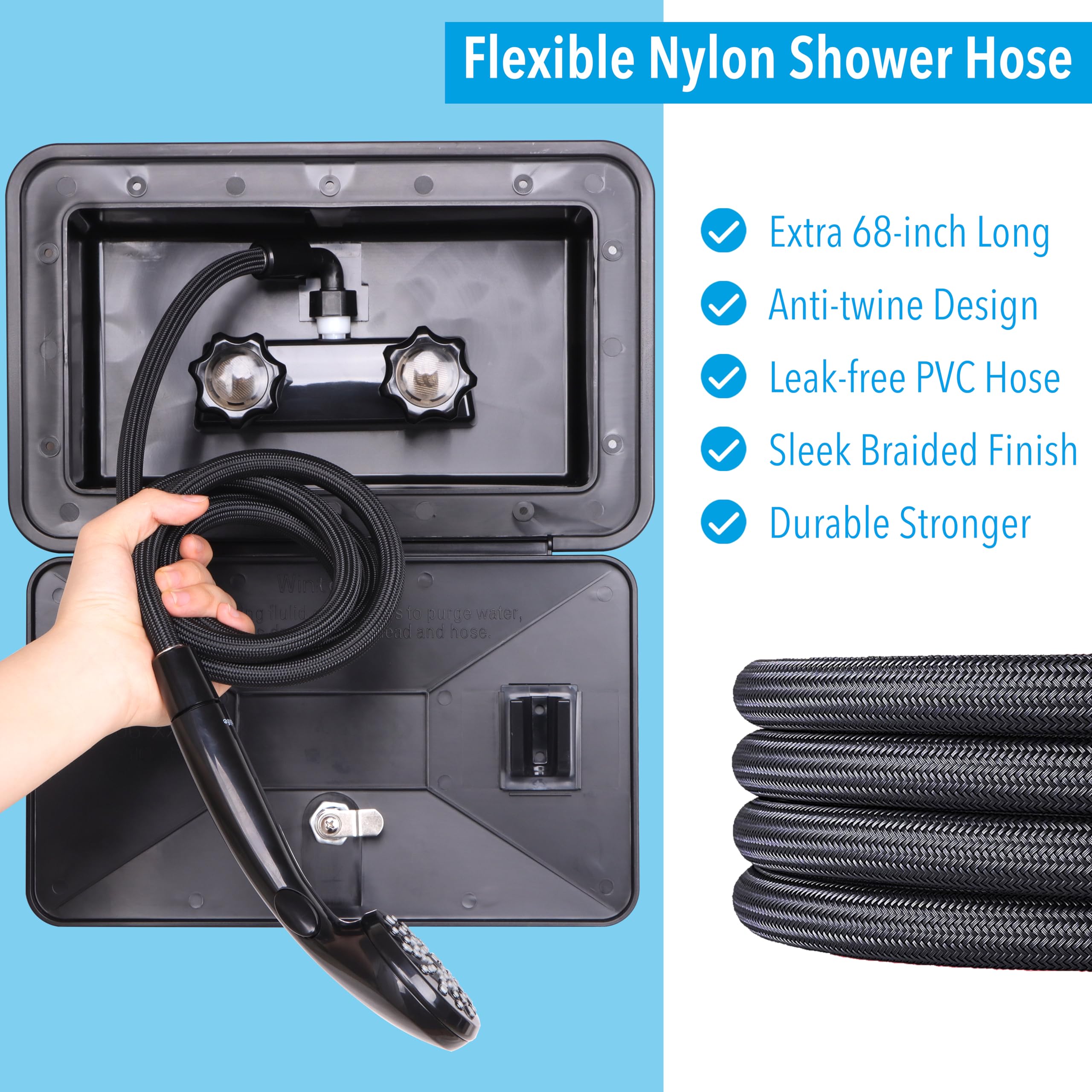 Awelife 68-inch hose focuses on reach and flexibility during outdoor rinsing.