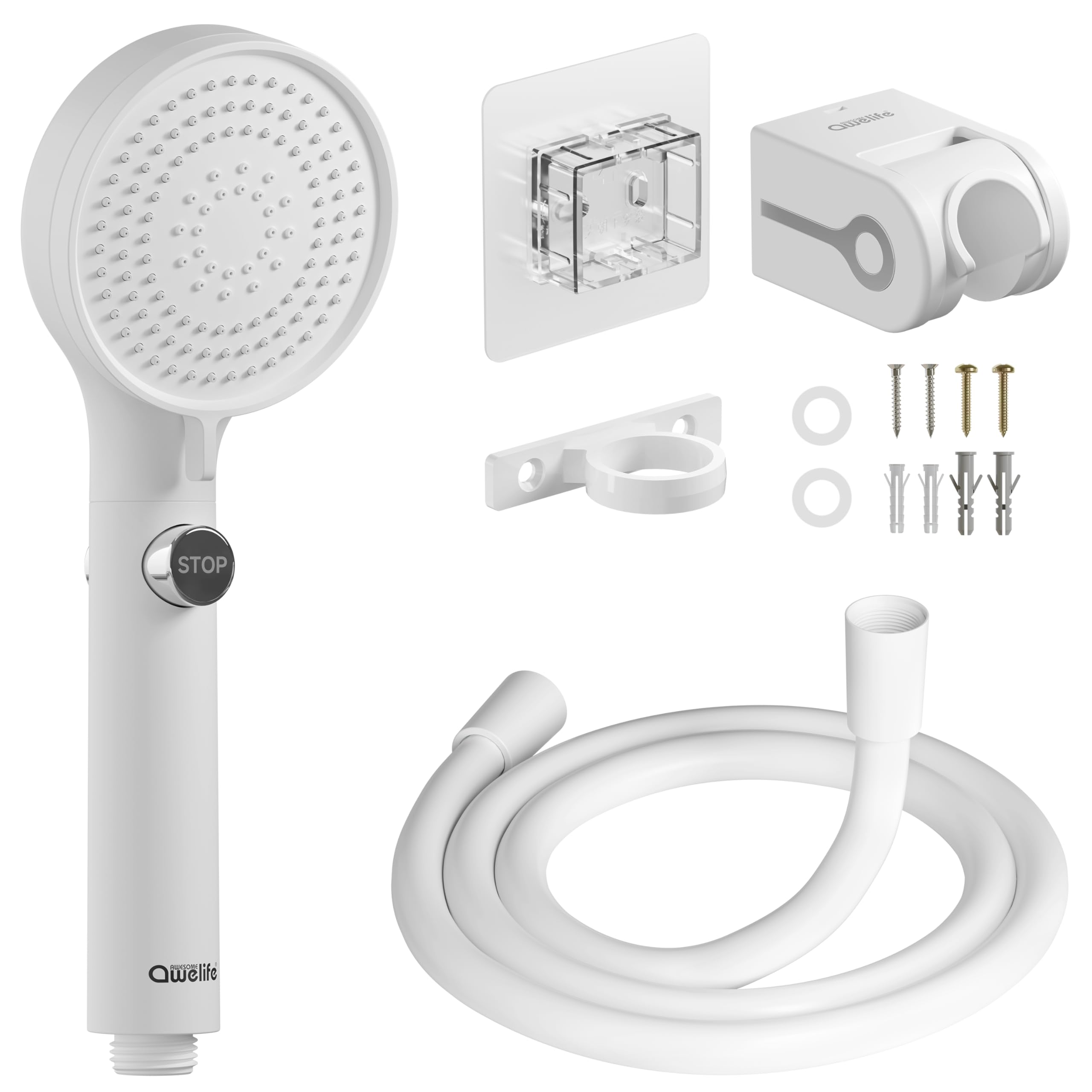 Awelife RV shower head with hose delivers high-pressure spray for RV showers.