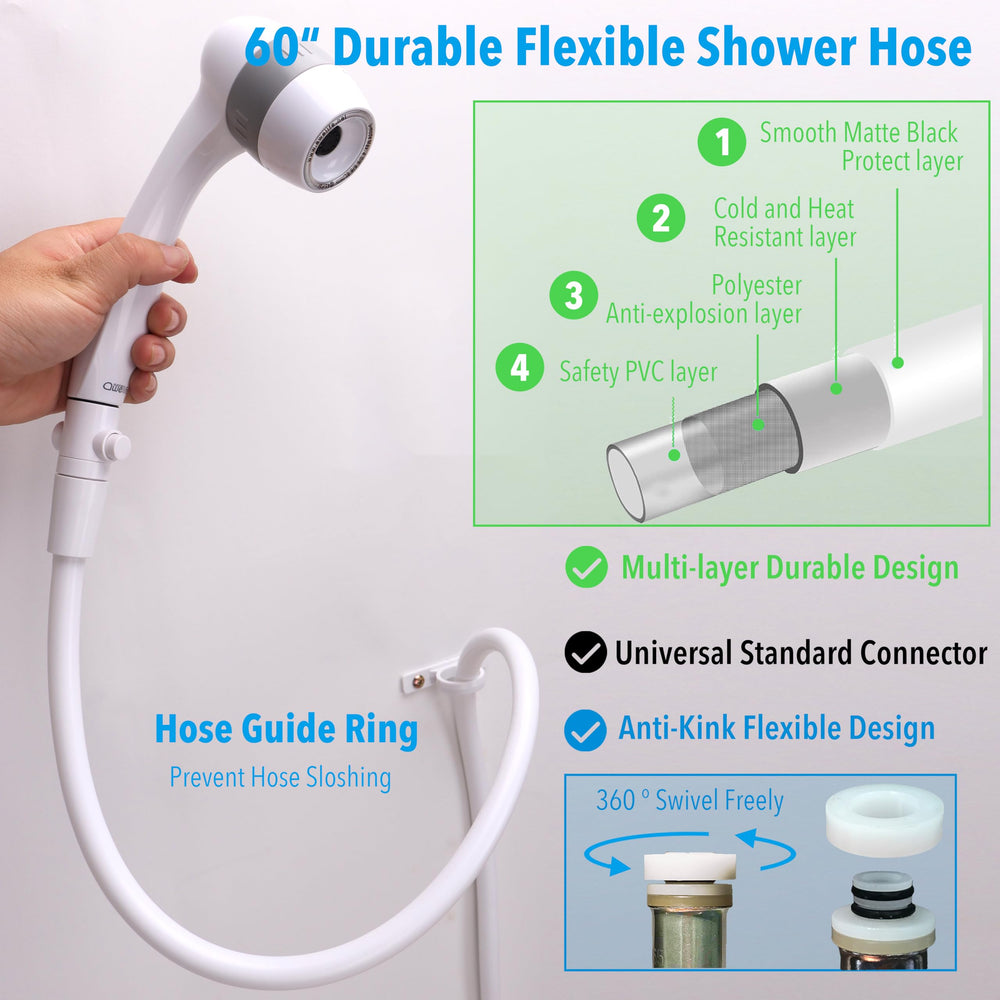 Awelife shower hose guide ring prevents hose sloshing.