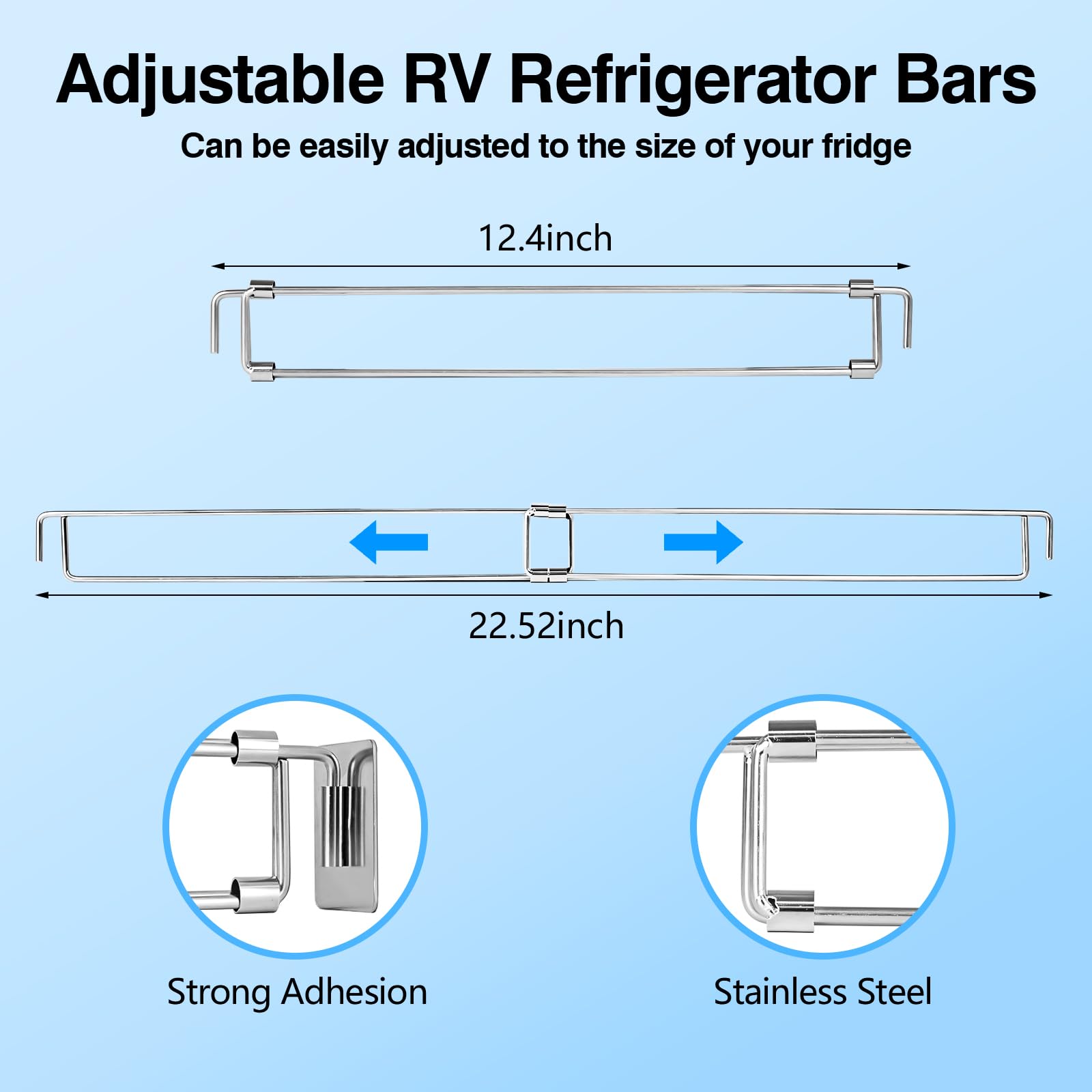 Awelov adjustable bar length from 12.4 to 22.5 inches for flexible RV storage