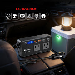 AWELTEC 200W inverter with four USB ports supports multiple devices.
