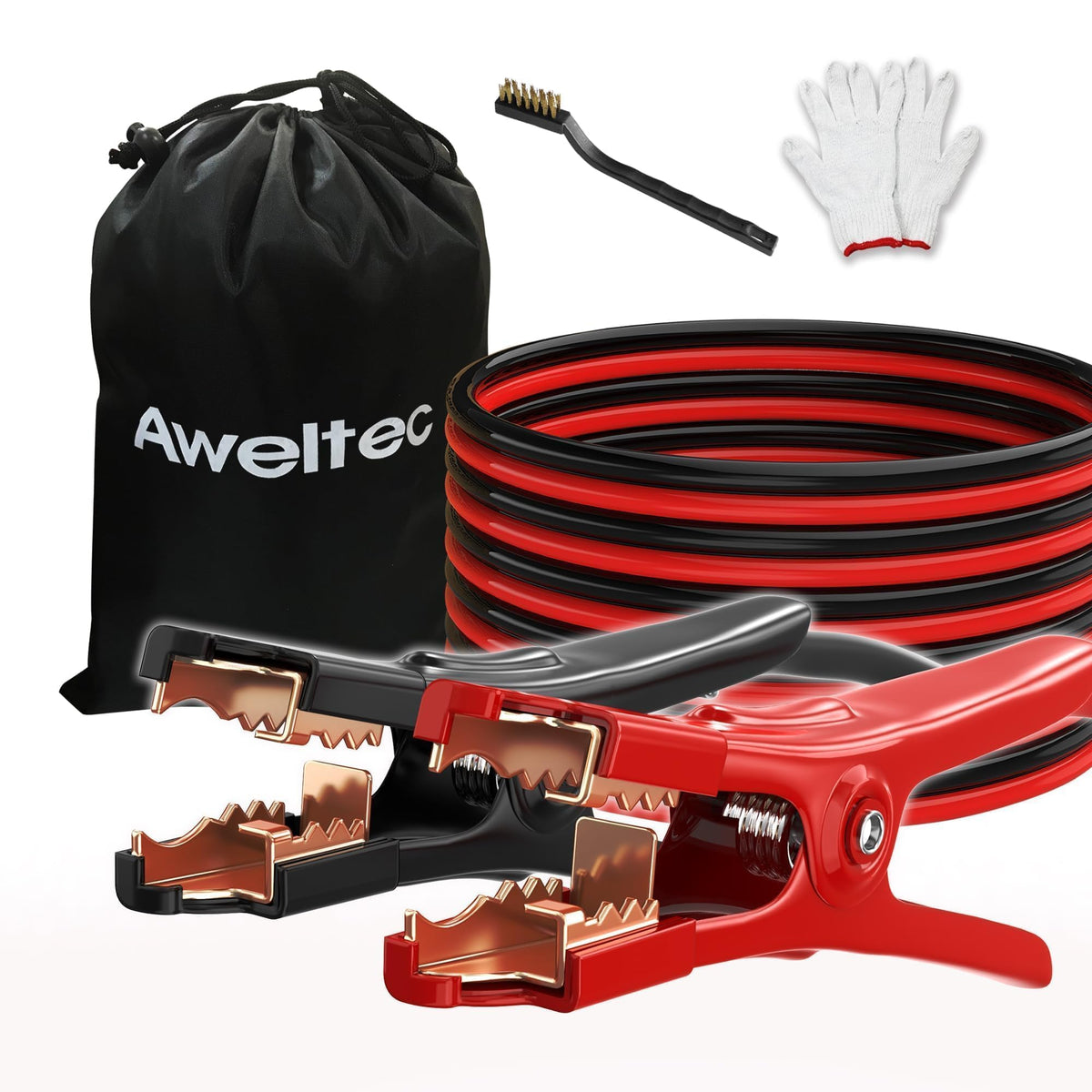 AWELTEC jumper cables with 20-foot reach for easy car boosts.