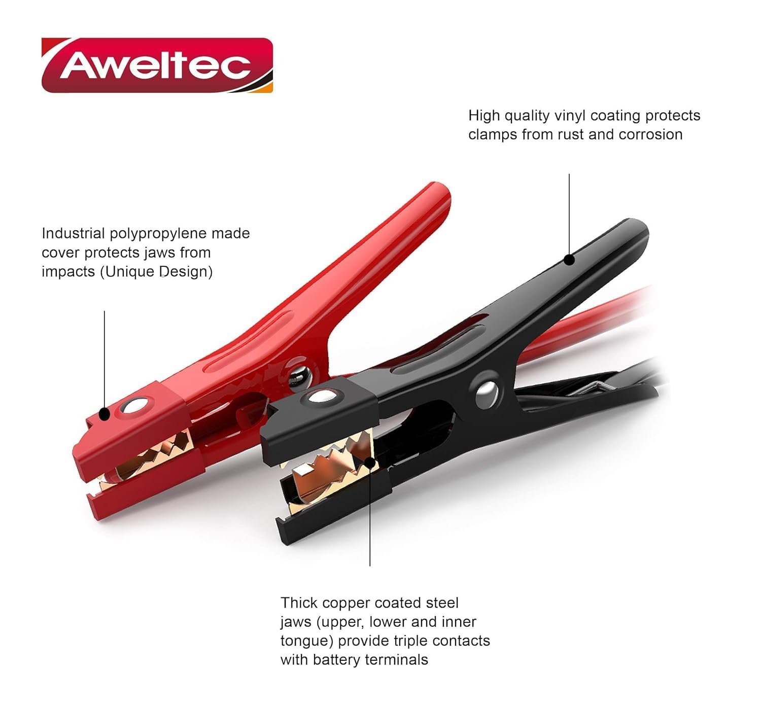 AWELTEC copper-clad aluminum conductivity supports reliable starts.