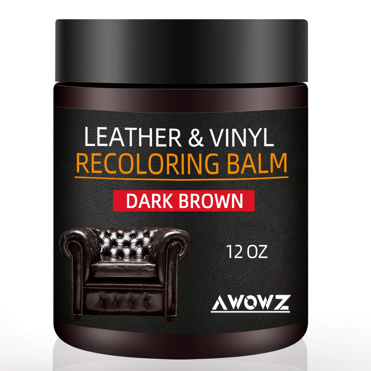 AWOWZ Leather Recoloring Balm packaging for easy DIY use and color refresh