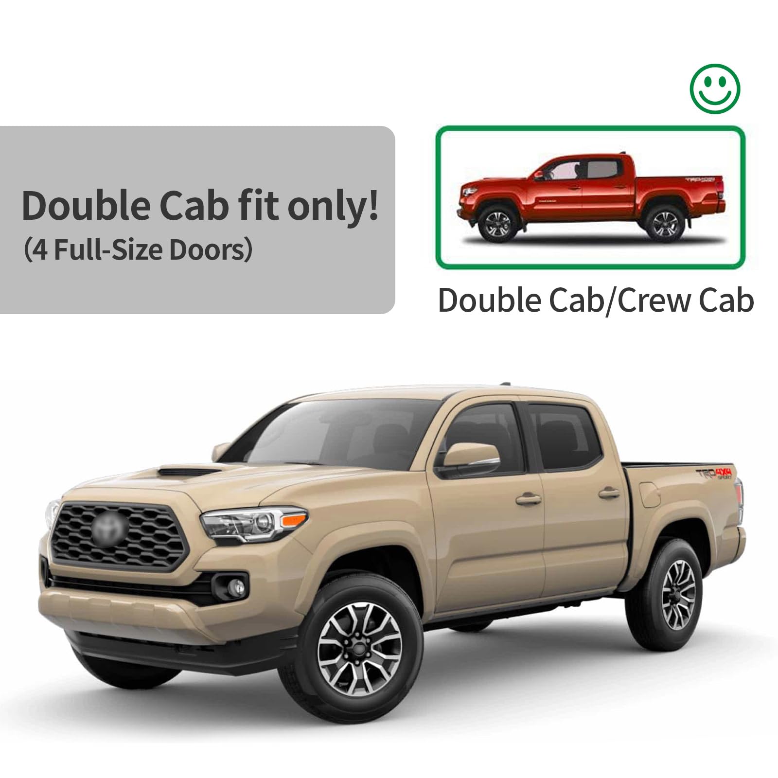 AWVRG in-channel window shields for Tacoma crew cab with four doors promote ventilation and rain defense.