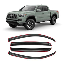 AWVRG in-channel window shields for Tacoma double cab provide rain protection and airflow.