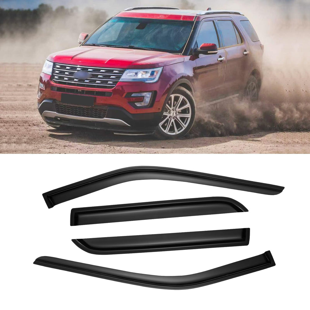 AWVRG window rain guards on Ford Explorer protect interiors from rain while letting in air.