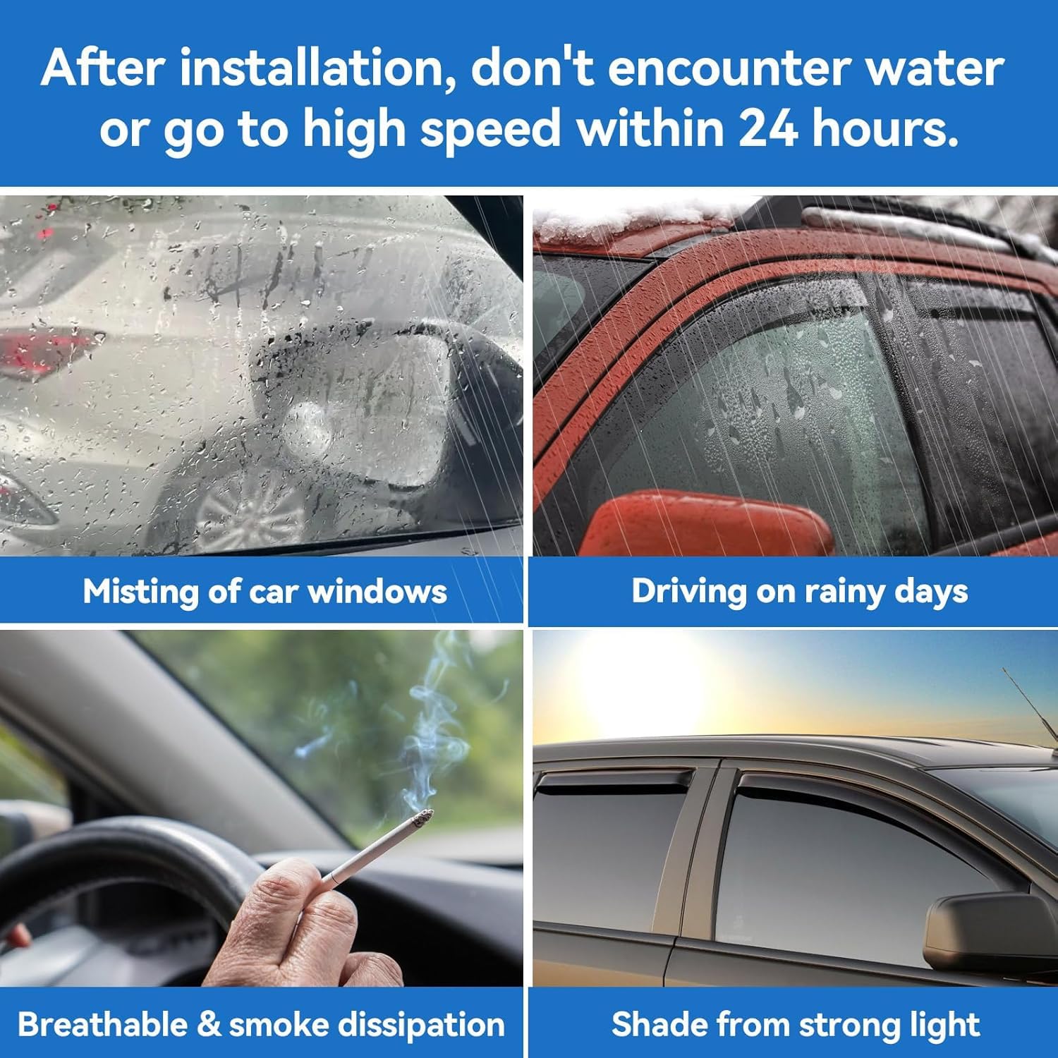 Weather-ready AWVRG rain guards deflect rain and wind