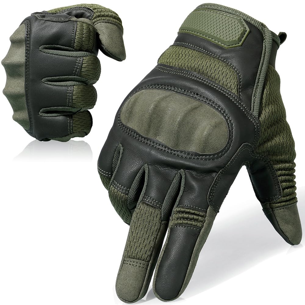 AXBXCX motorcycle gloves green front view highlighting grip and protection