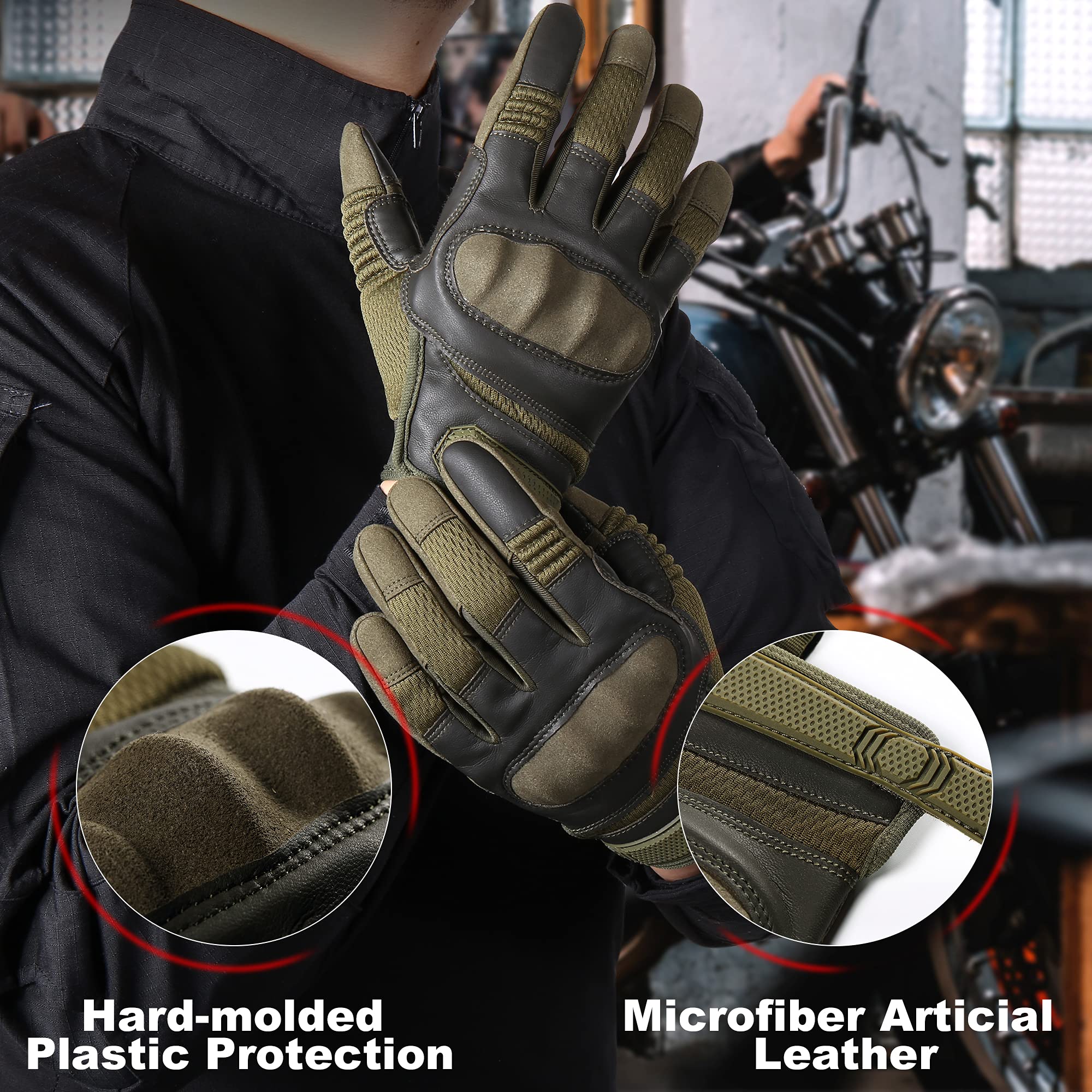 AXBXCX gloves green side view showing reinforced palm for control