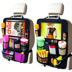 AXELECT car organizer kick mats on back seat protect the floor from clutter.