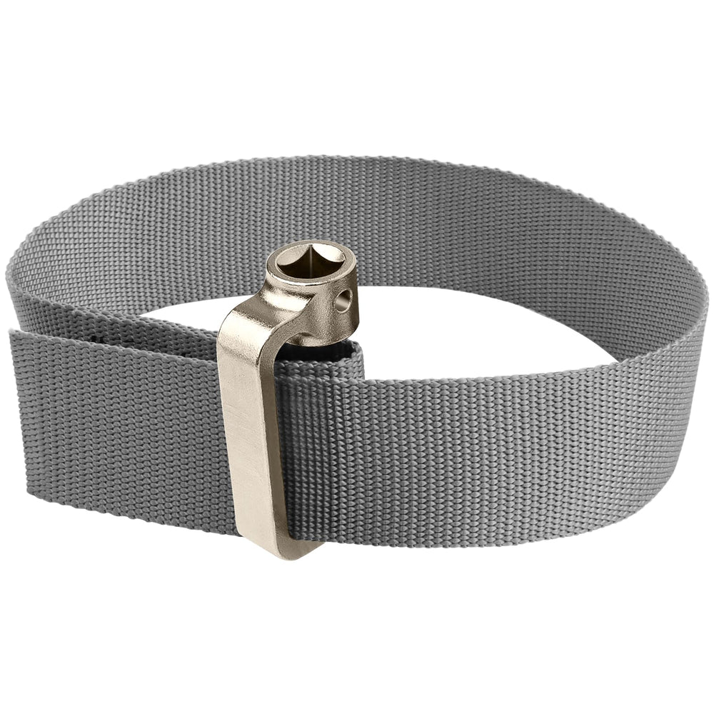 Axfvd heavy-duty strap wrench belt secures a stubborn oil filter for easy removal.