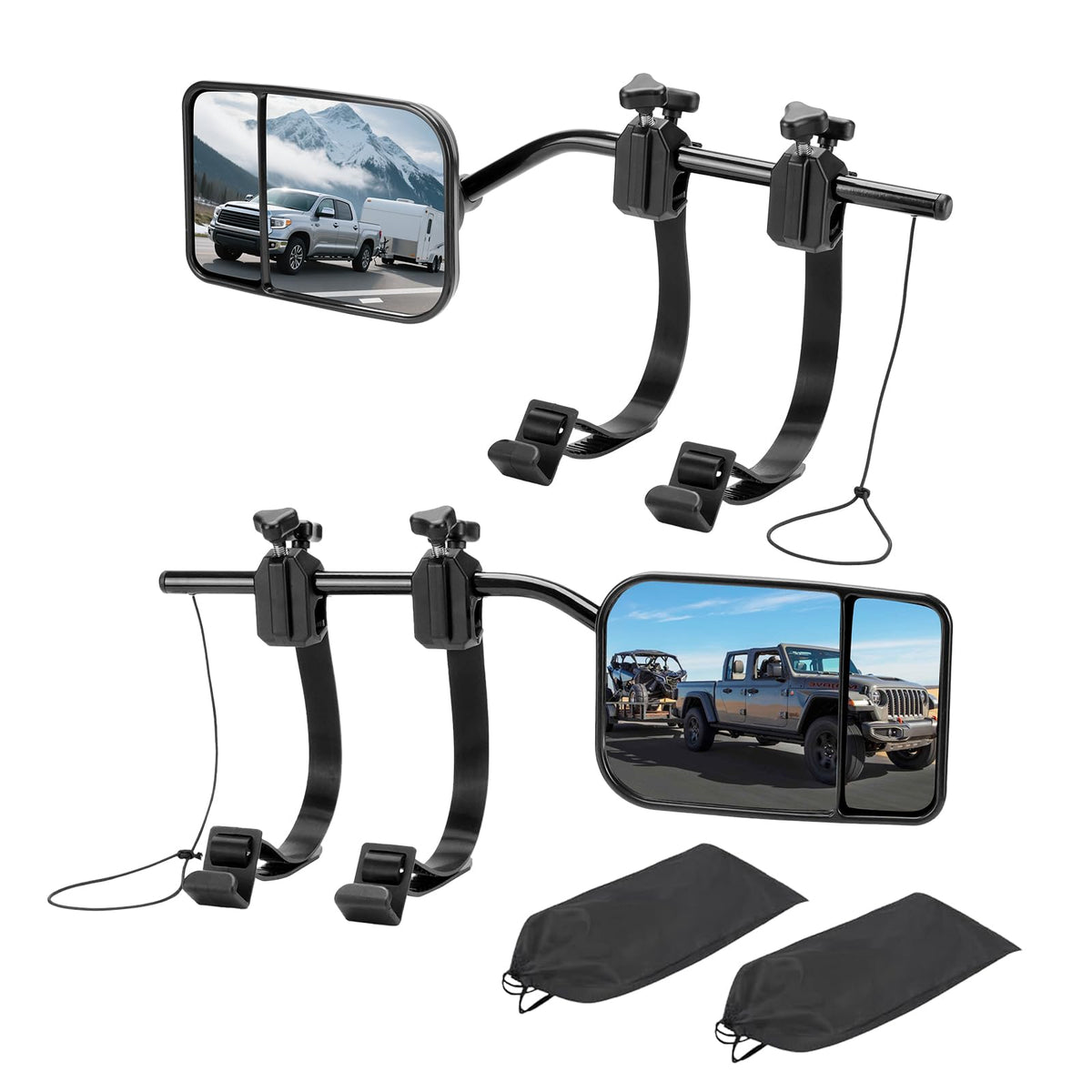 AXIMIRON clip-on main mirror for wider towing visibility
