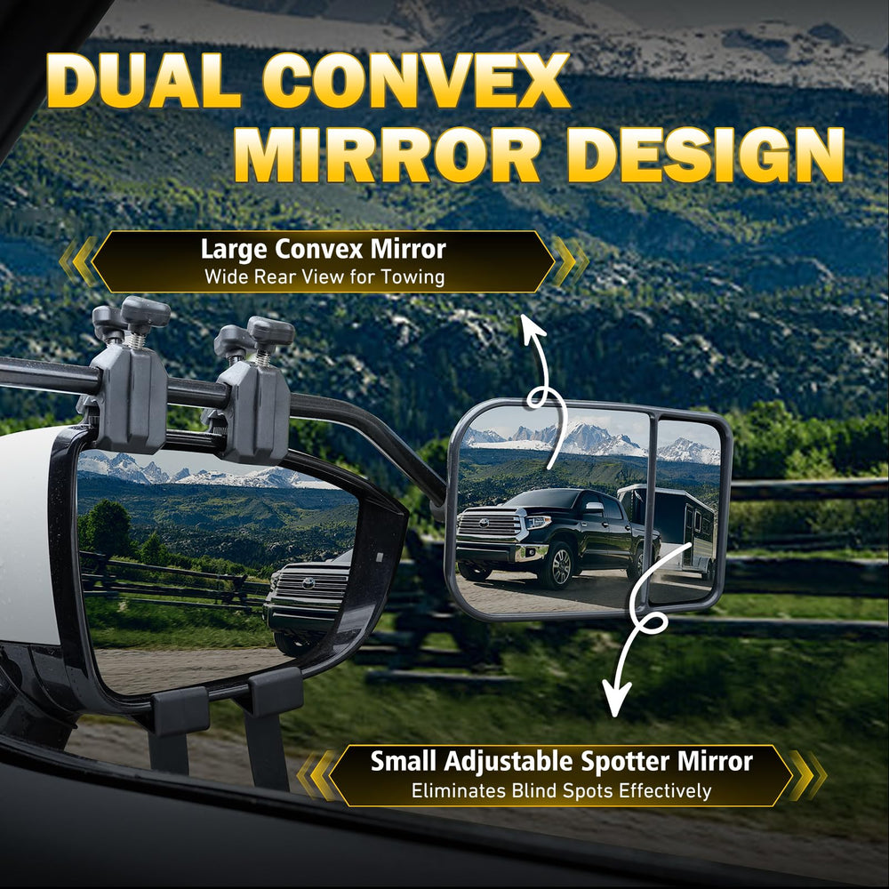 AXIMIRON convex rearview extensions help monitor trailers and vehicles behind with fewer blind spots
