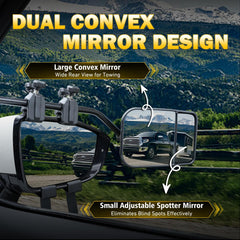 AXIMIRON convex rearview extensions help monitor trailers and vehicles behind with fewer blind spots