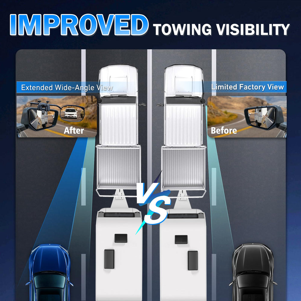 AXIMIRON tow mirrors clip-on design offers 360-degree adjustment for precise angles