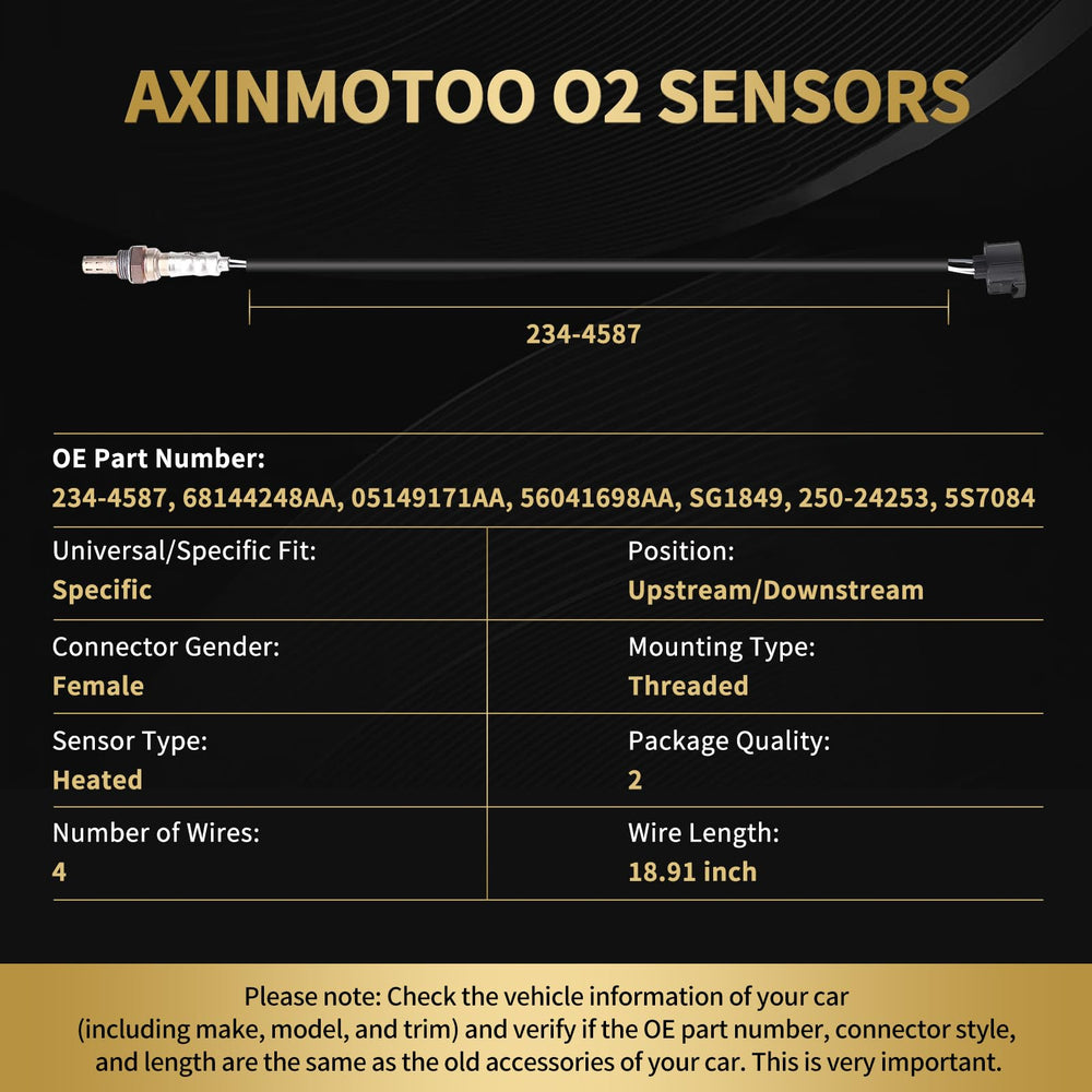 AXINMOTOO oxygen sensor OE-equivalent 68144248AA ensures reliable fit.