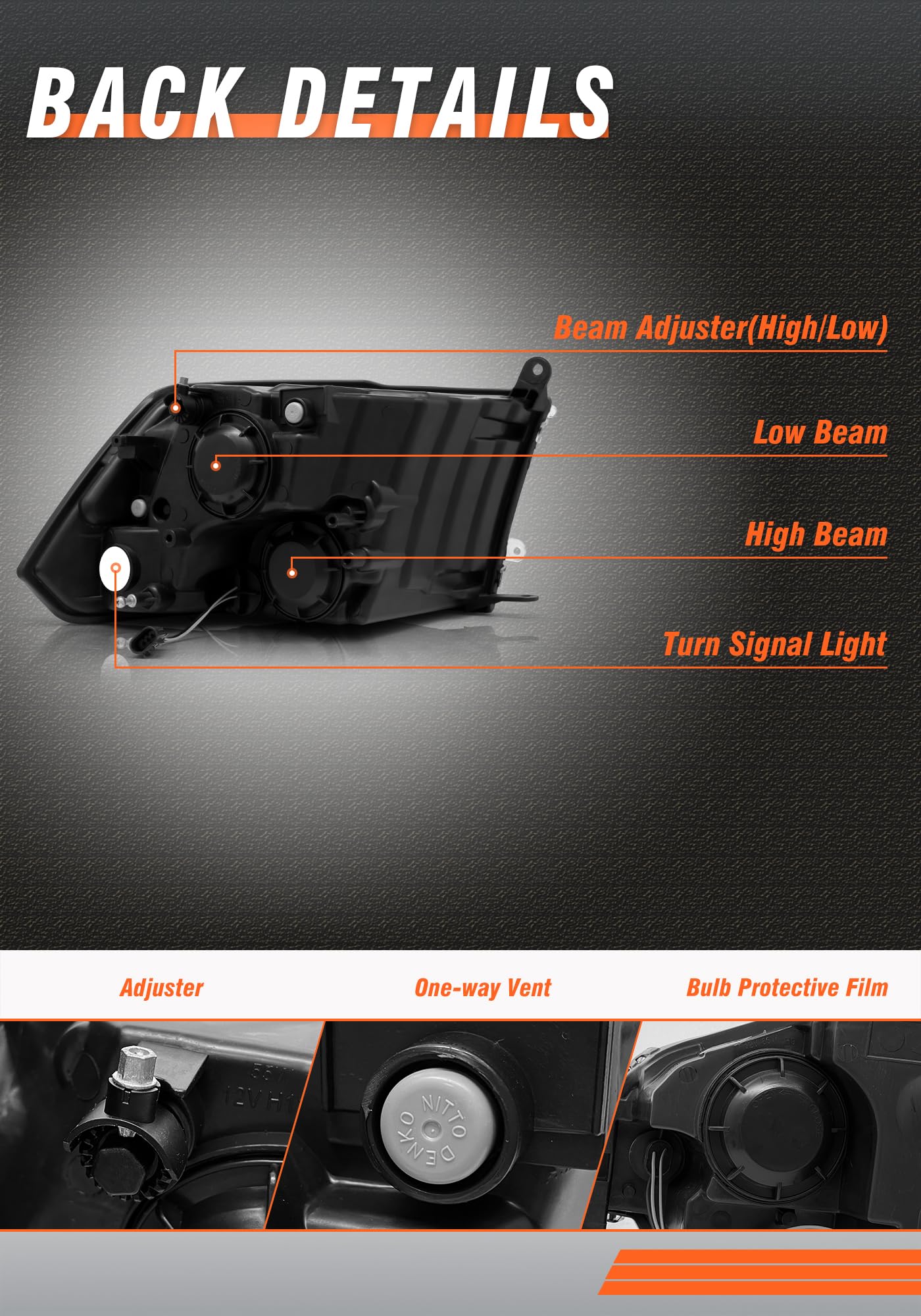 AXLAHA Dodge Ram amber reflector enhances night signaling