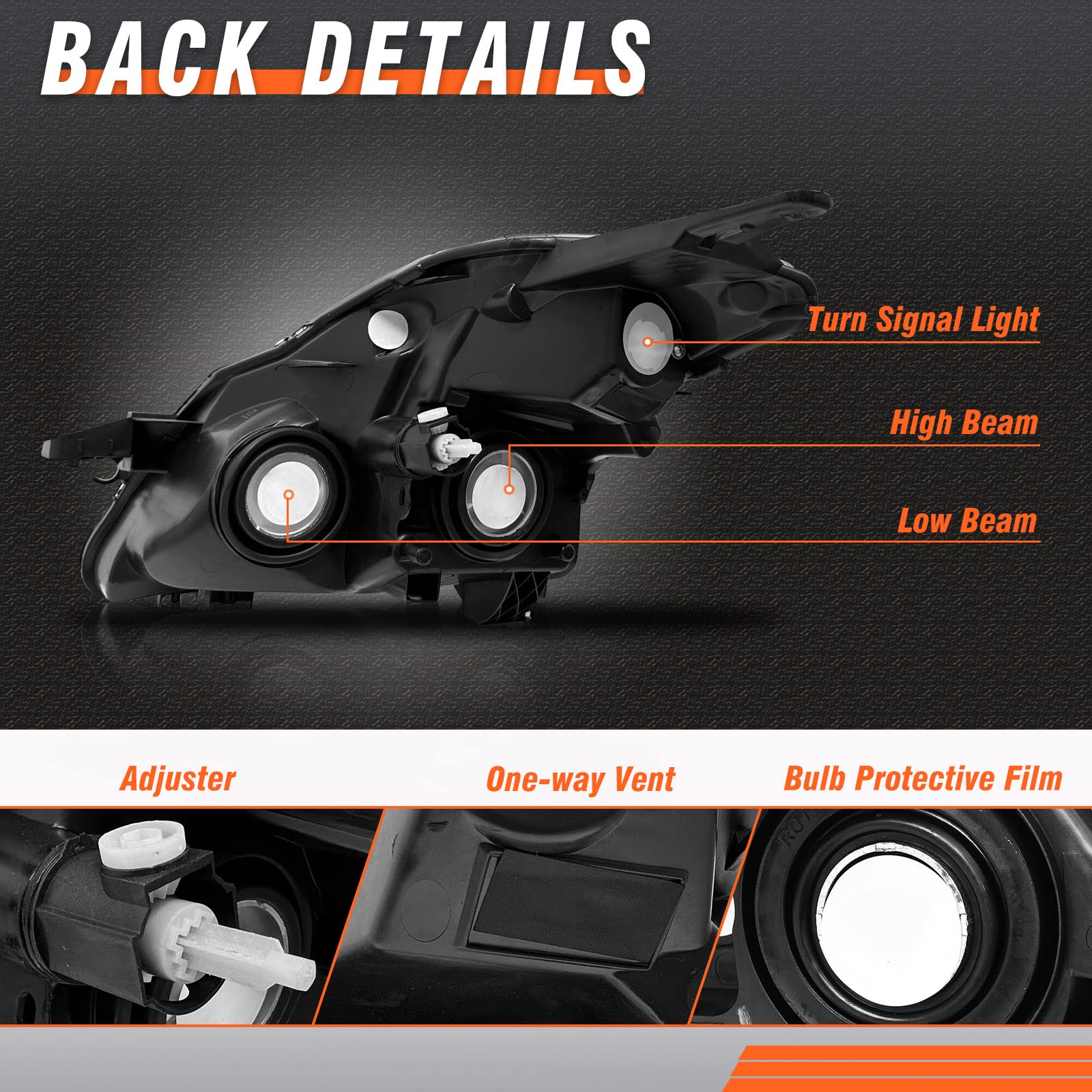 AXLAHA headlight adjuster feature enables quick aim correction.