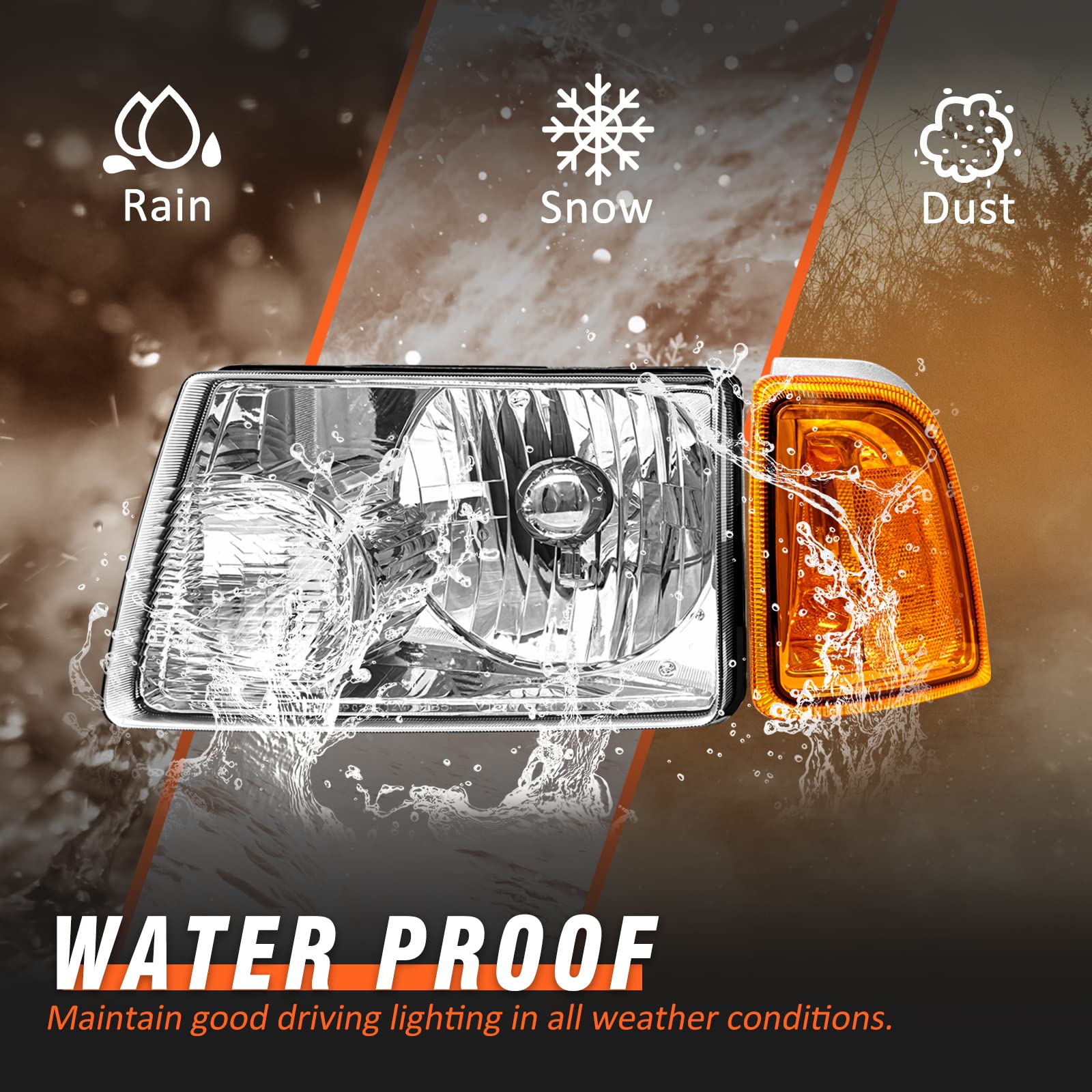 AXLAHA headlights assembly IP69 waterproof seal supports harsh weather durability.