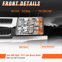AXLAHA headlights assembly Silverado 1500 side view with chrome housing