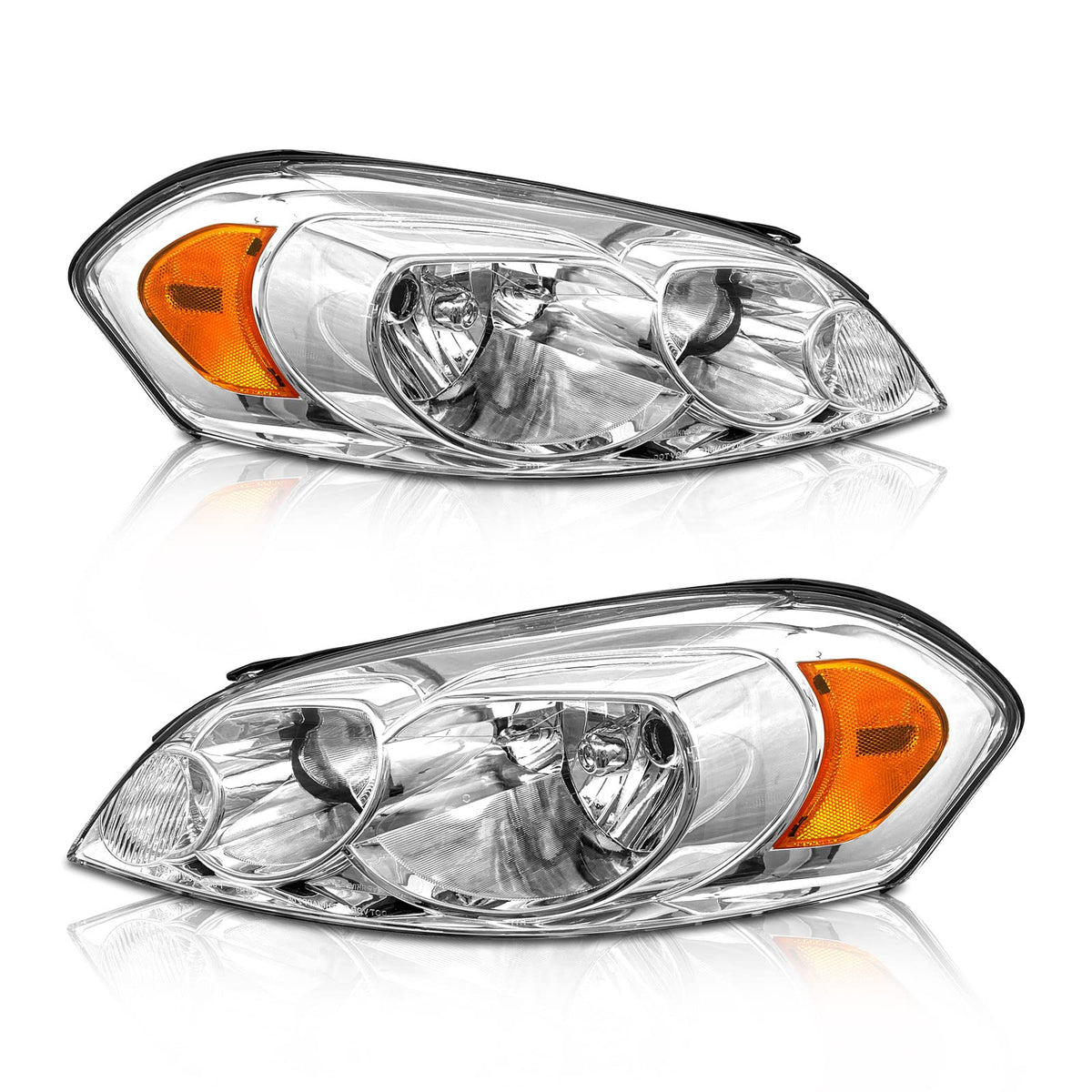 AXLAHA headlight front view for Chevy Impala with chrome housing and amber reflector