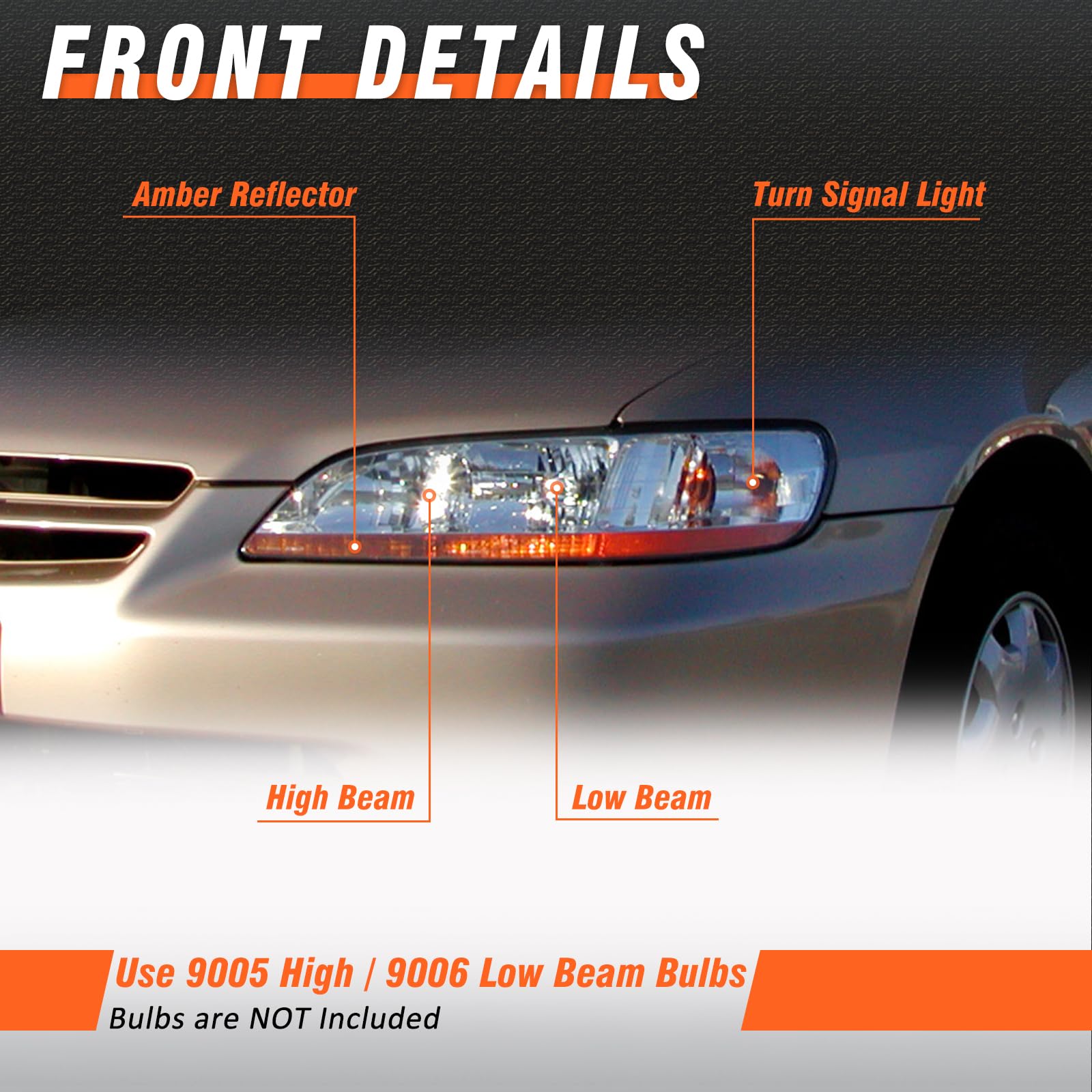 AXLAHA chrome housing headlight close-up, weather-resistant and durable