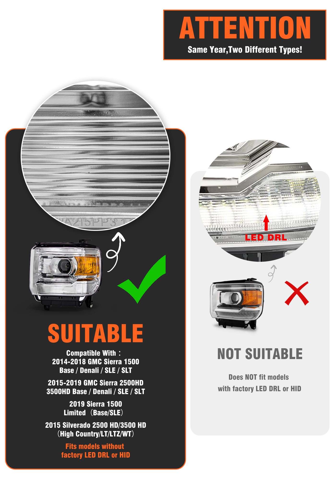 AXLAHA Sierra 1500 amber reflector headlights enhance road edge illumination.